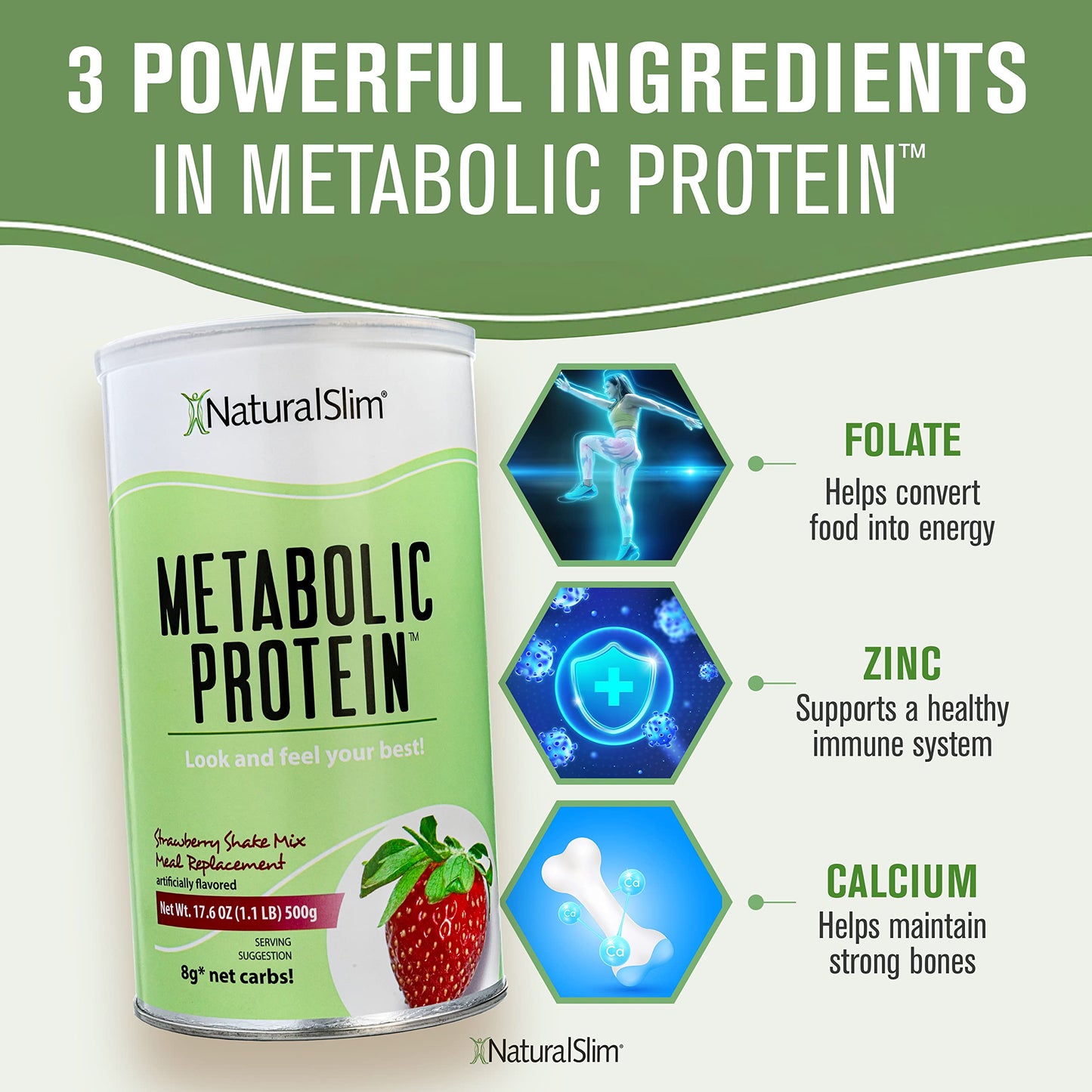 NaturalSlim Metabolic Whey Protein Powder Strawberry – Low Carb, Meal Replacement NaturalSlimUS supplements