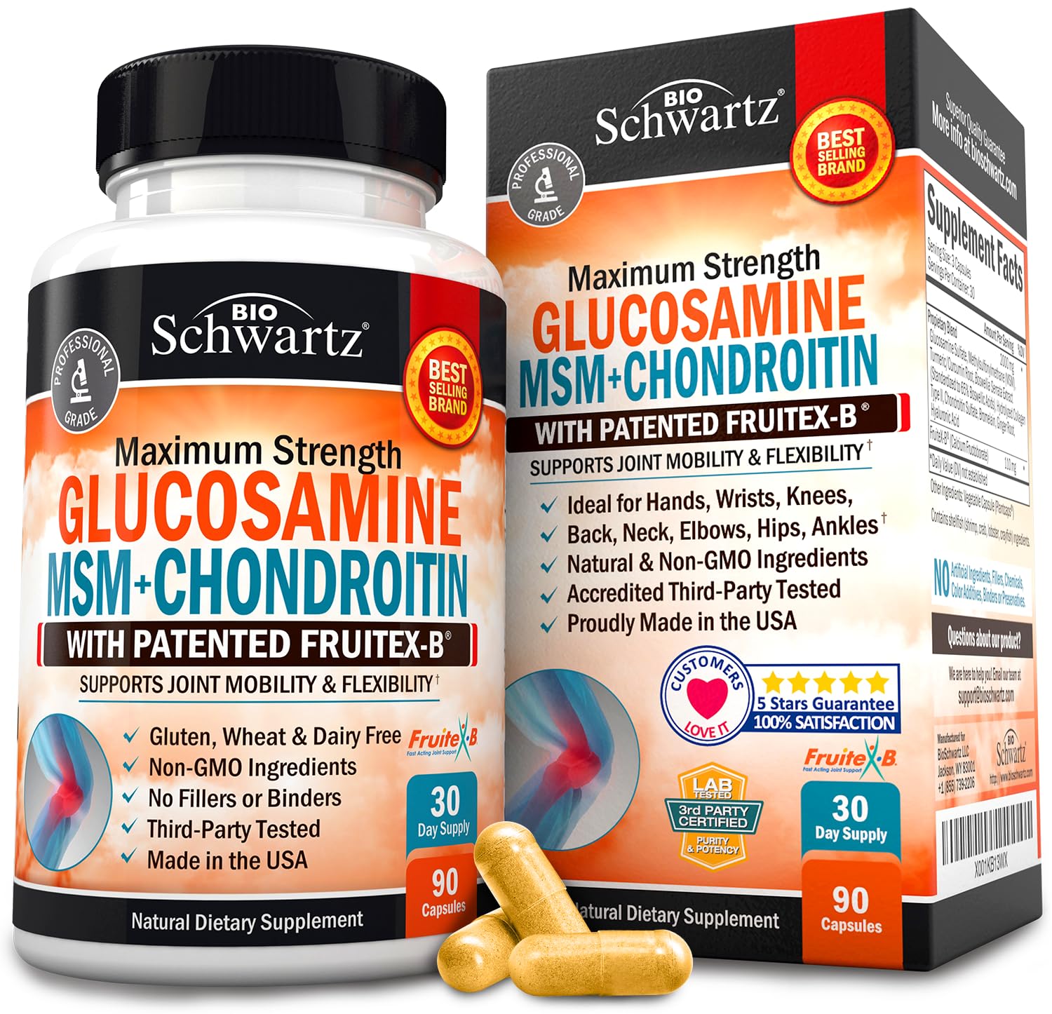 Glucosamine Chondroitin MSM 2110mg - Joint Support Supplement with Turmeric BioSchwartzAu supplements