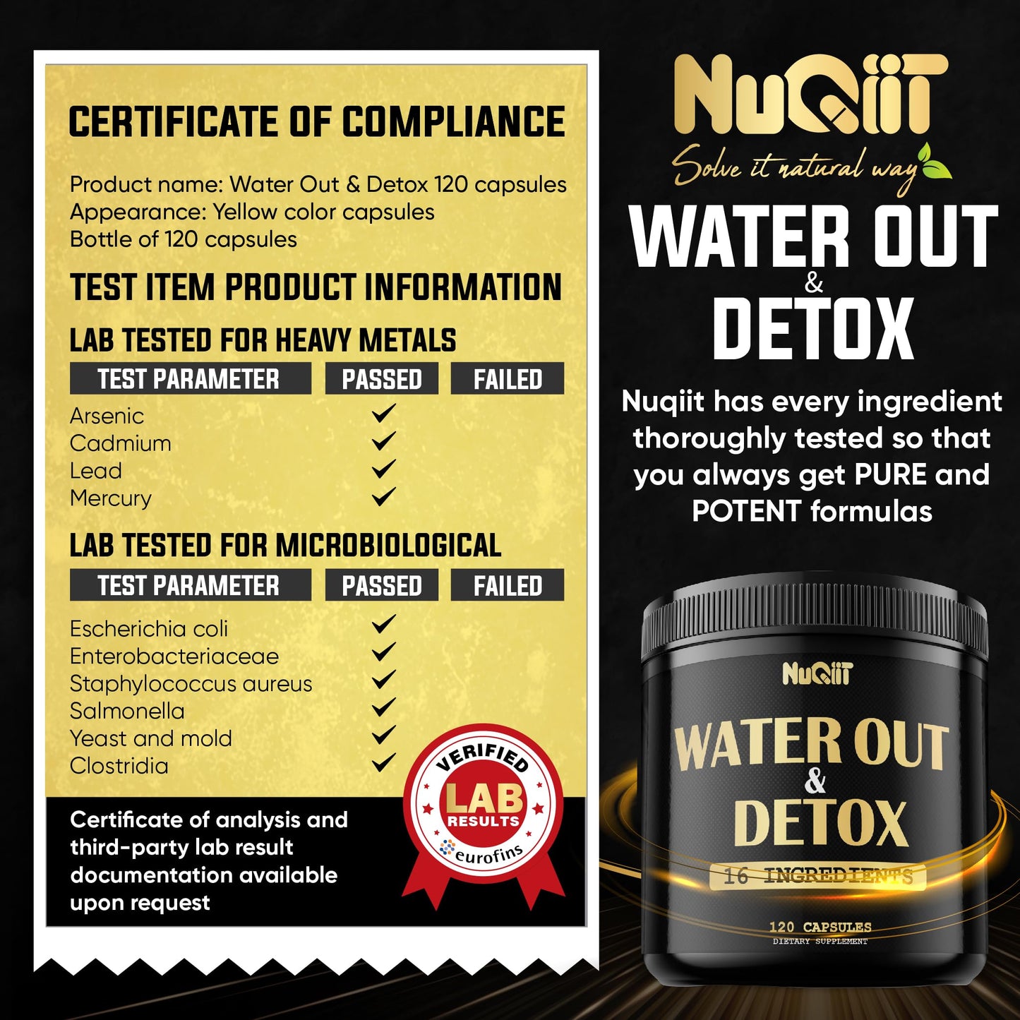 Nuqiit Water Out Supplement with Dandelion Root 12000mg Apple Cider Vinegar 4500mg & More NuqiitUS supplements