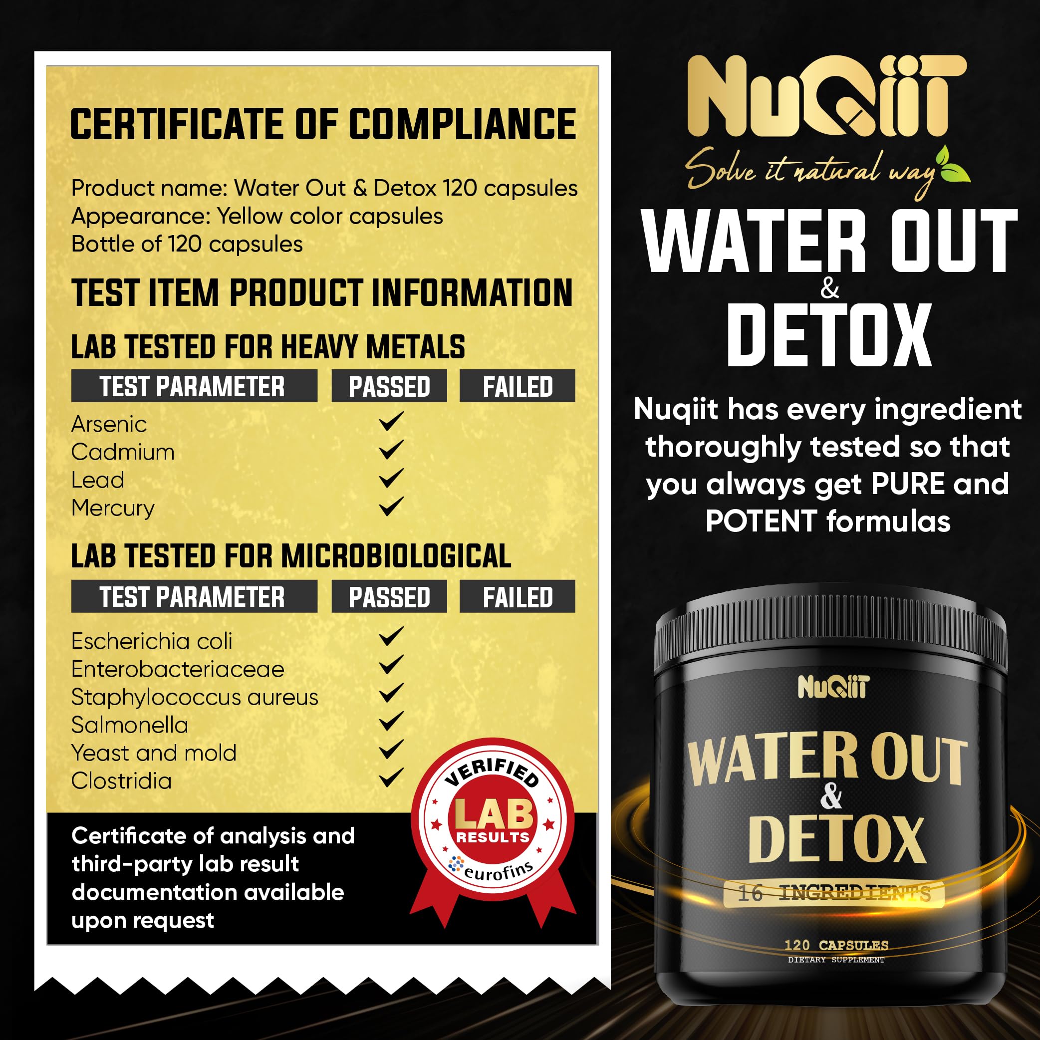 Nuqiit Water Out Supplement with Dandelion Root 12000mg Apple Cider Vinegar 4500mg & More NuqiitAu supplements