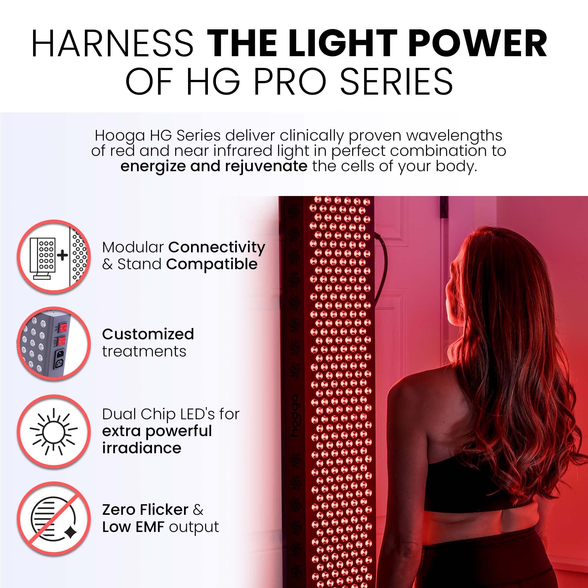 Hooga Red Light Therapy, 660nm 850nm Red Near Infrared, Dual Chip LEDs, Modular, 150 LEDs hoogaAu supplements