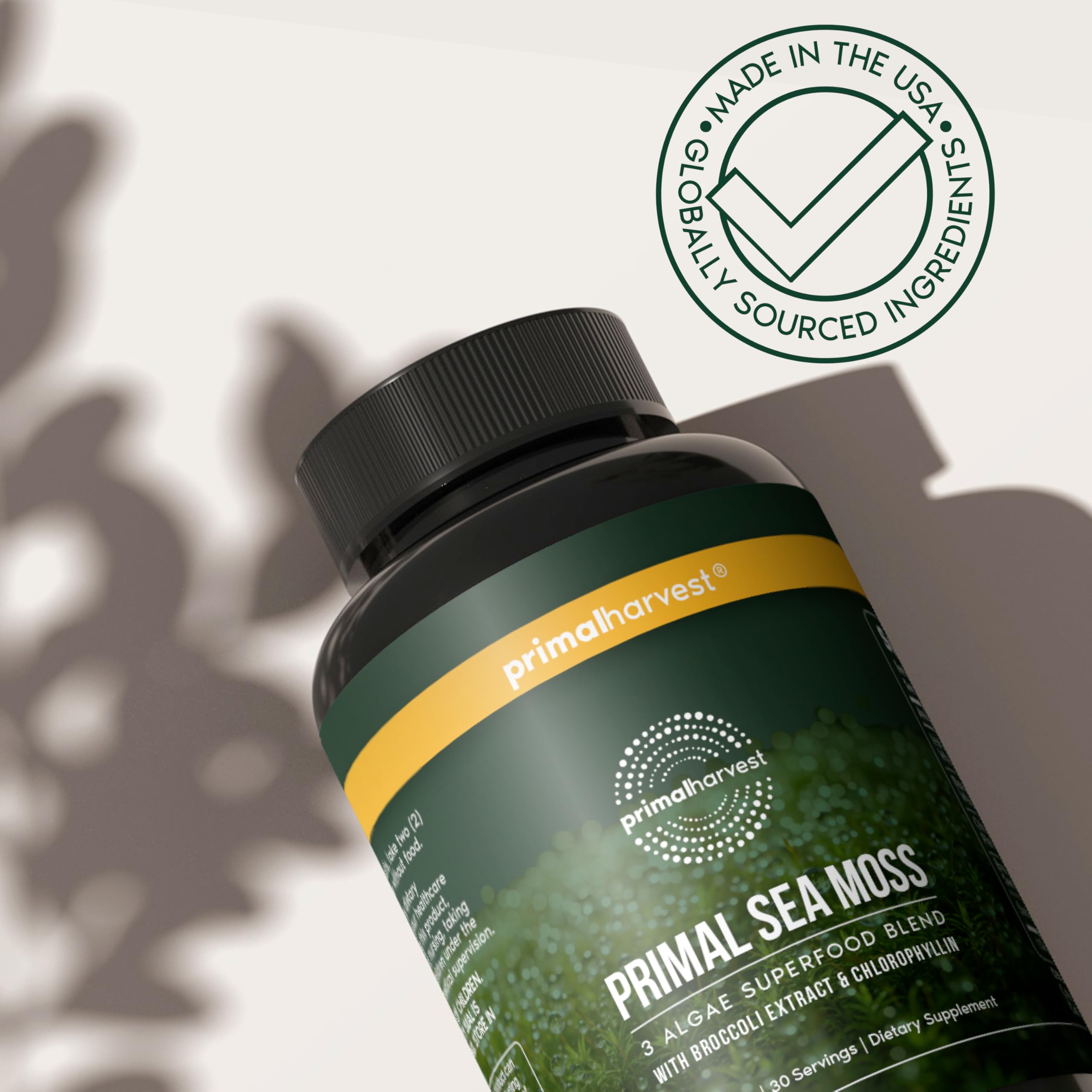 Primal Harvest Sea Moss Capsules with Bladderwack and Irish Sea Moss, Chlorella, Broccoli Seed Extract Plant-Based Supplements for Adults Primal HarvestAu supplements