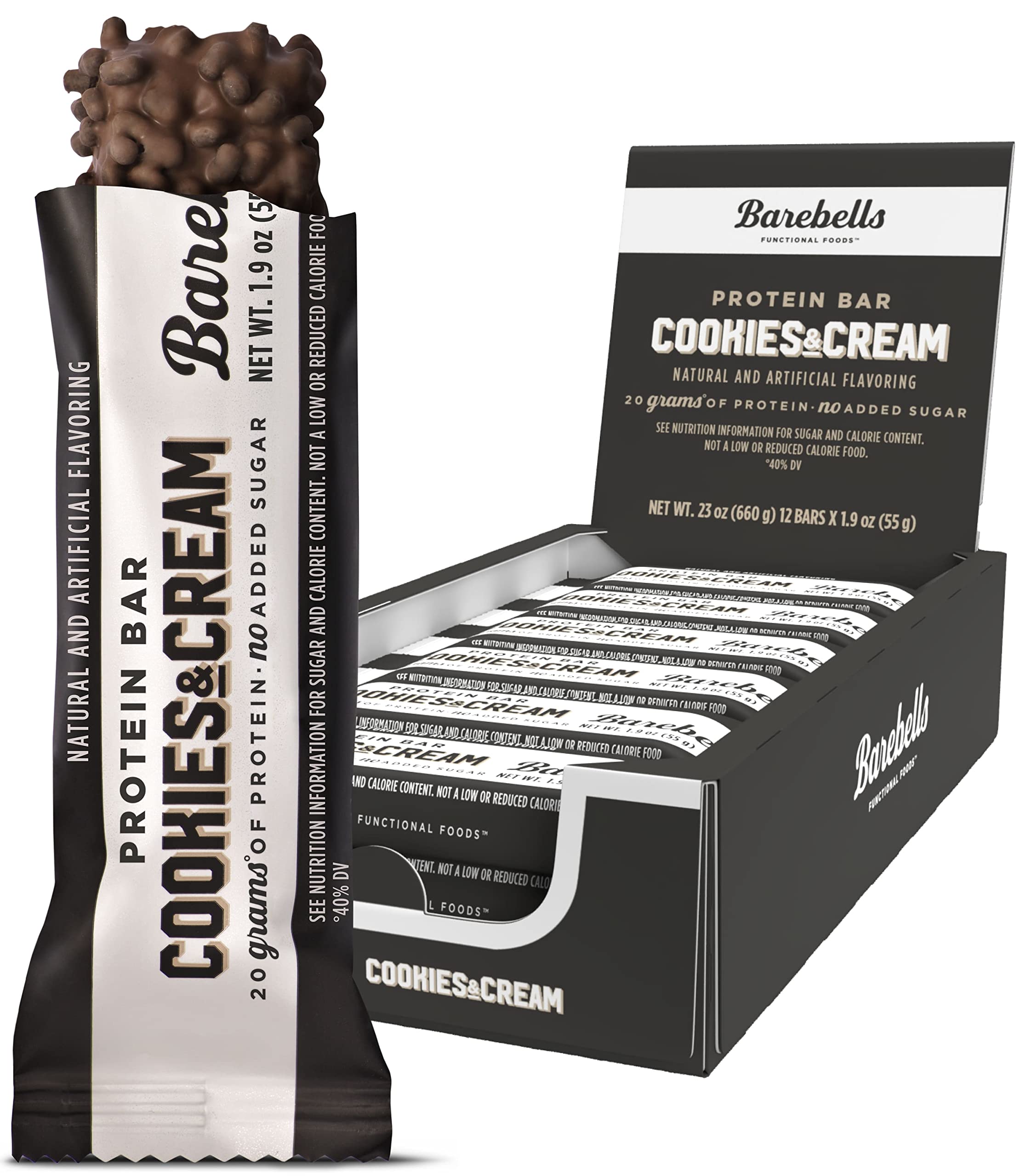 Barebells Protein Bars Cookies & Cream - 12 Count, 1.9oz Bars - Protein Snacks with 20g BAREBELLSAu supplements