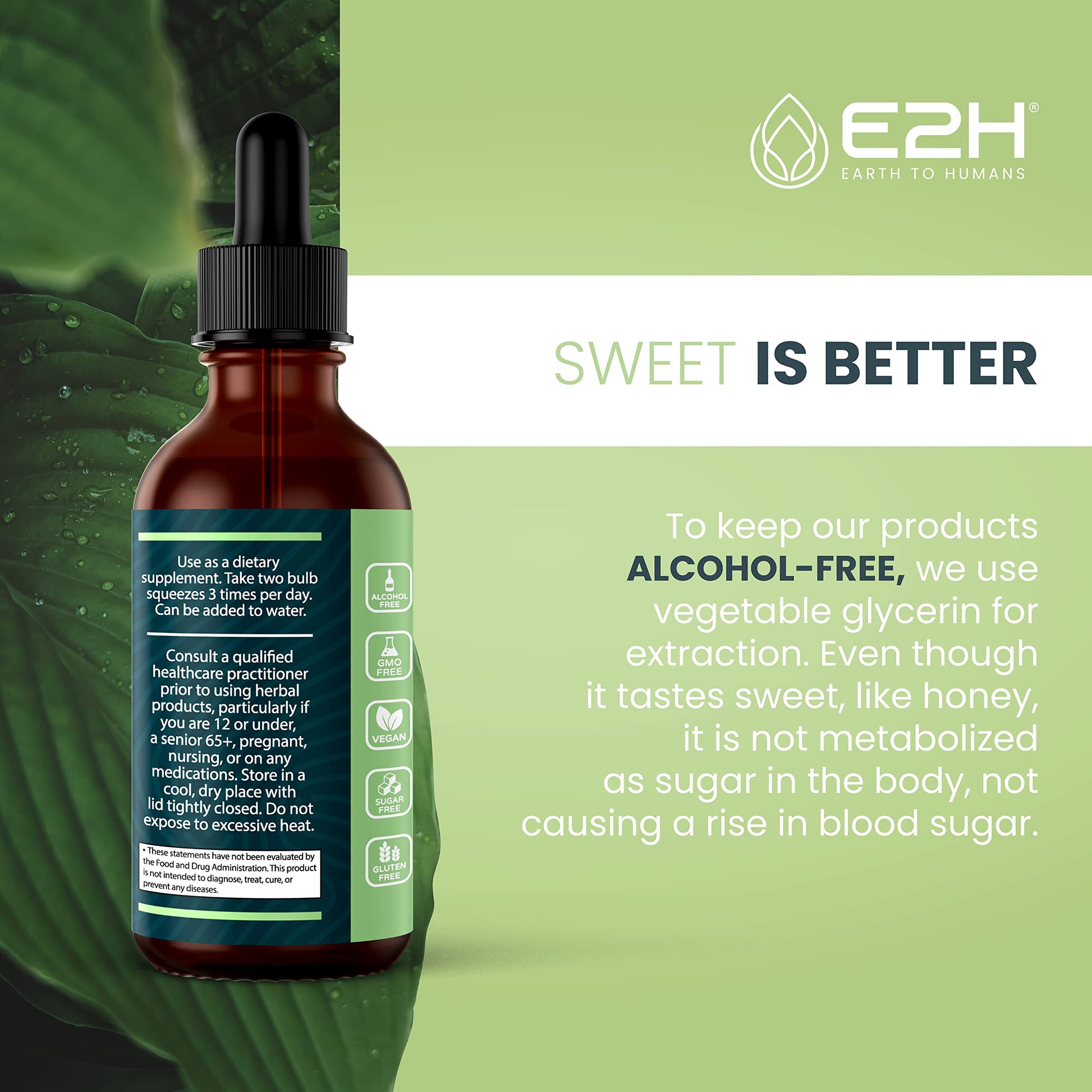 E2H Ashwagandha Liquid Drops - All-Natural Ashwagandha Supplement for Stress Relief and Mood Enhancer- Organic Ashwagandha Root Extract Effective Cortisol Manager | Non-GMO, Vegan | 2 Fl Oz E2H EARTH TO HUMANSAu supplements