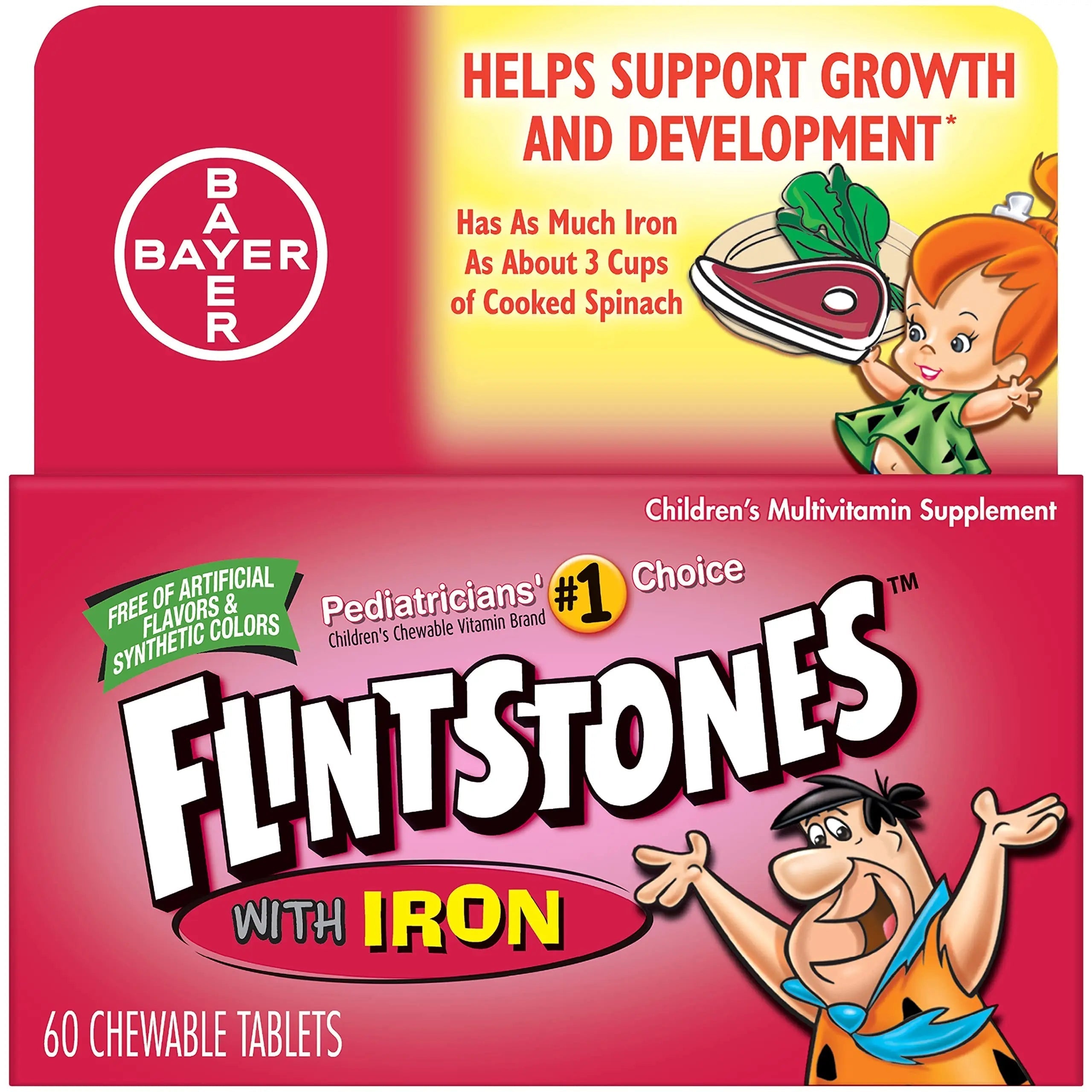 Flintstones Chewable Kids Vitamins with Iron, Multivitamin for Kids & Toddlers with Vitamin D, Vitamin C & more, 60 Count (Pack of 1) Flintstones VitaminsAu supplements