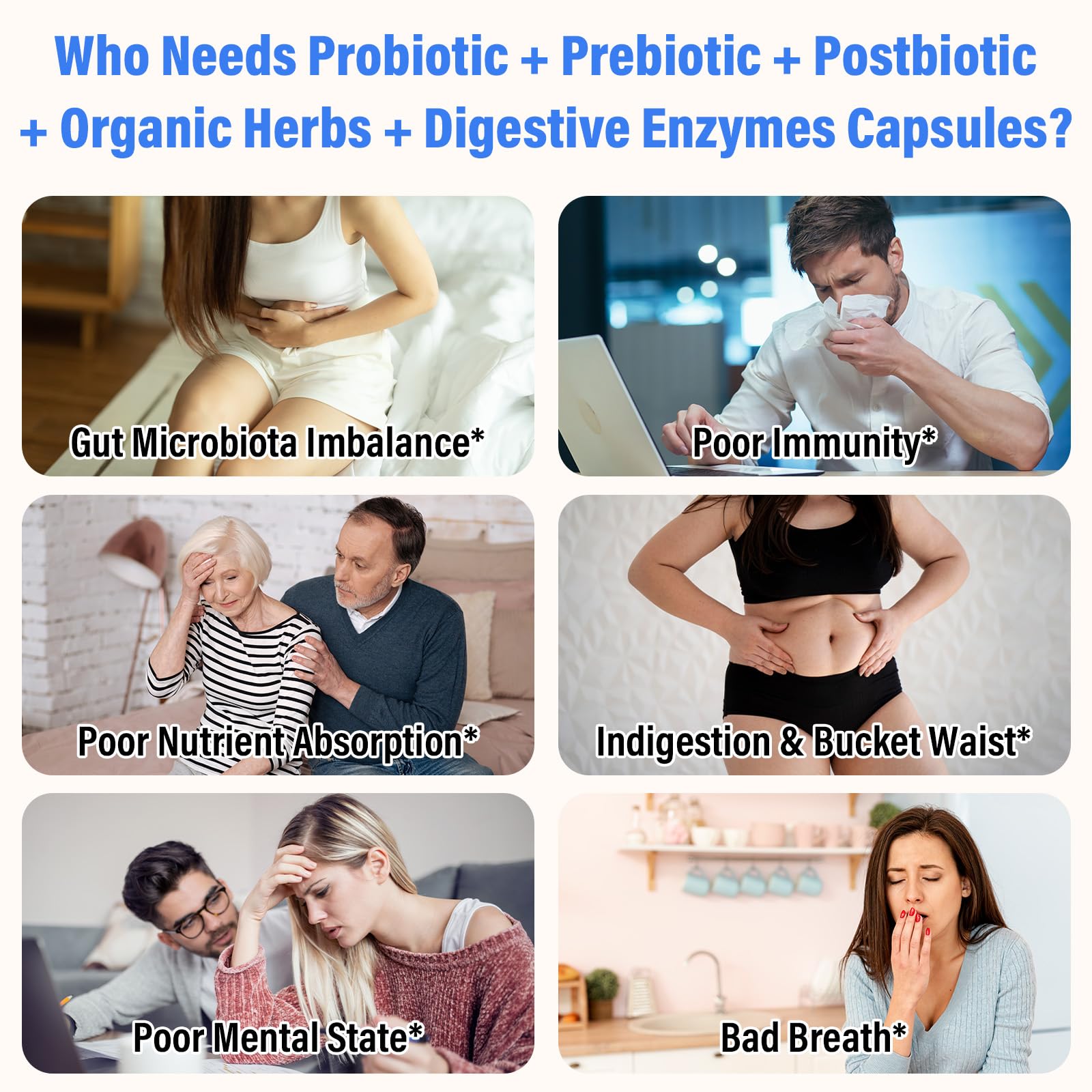 (180 Capsules) Probiotics for Women & Men, 5-in-1 Probiotic, Prebiotic, Postbiotic, Organic Herbs & 16 Digestive Enzymes Blend, 300 Billion CFU, Complete Gut Health, Digestive Health & Immune* NisavainAu supplements