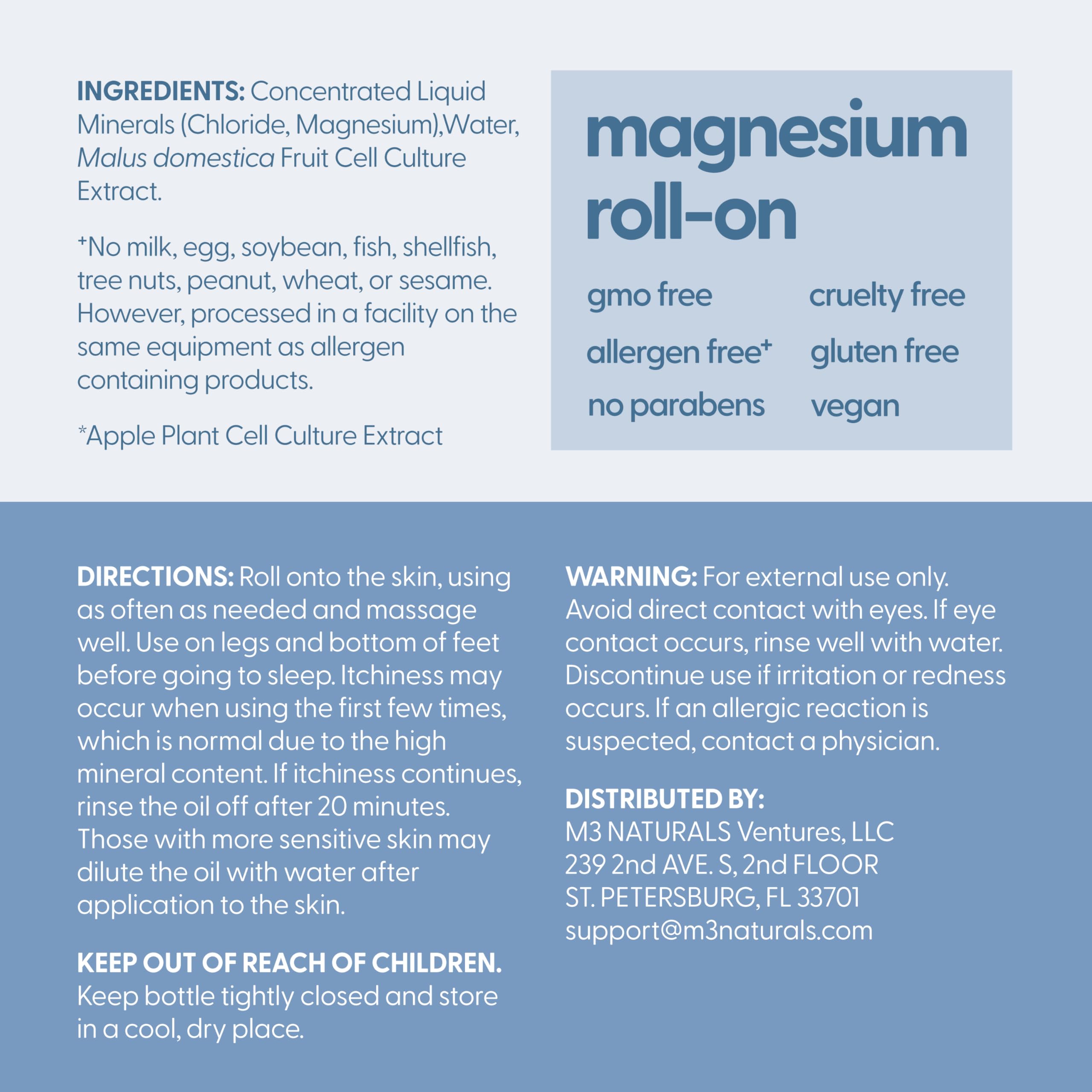 Magnesium Roll On for Adults & Kids, Easy Application for Sore Muscles, Feet, Joints and Leg Cramps, Helps with Sleeping and Post-Workout Recovery, for Sensitive Skin, 3 fl oz, by M3 M3 NaturalsAu supplements