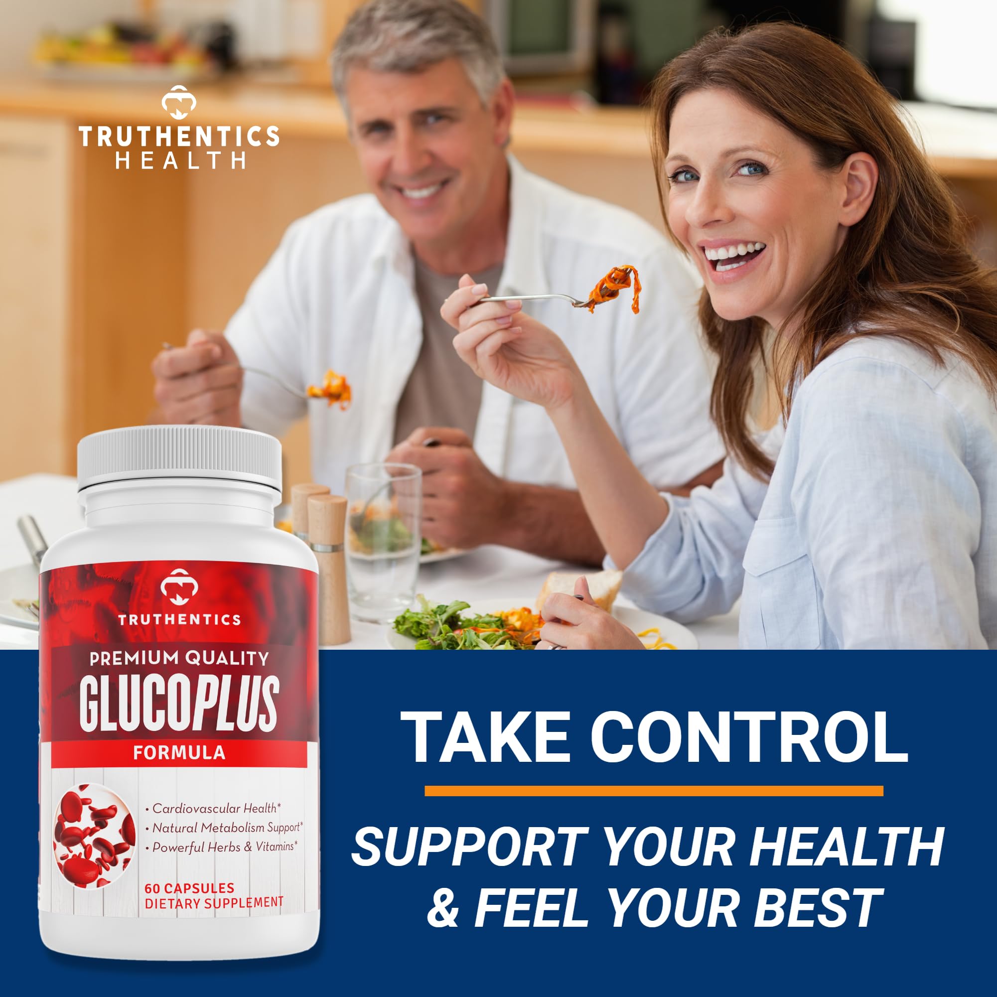 TRUTHENTICS GlucoPlus - 20 Herbs, Vitamins & Minerals with Cinnamon, Chromium, Vanadium, Bitter Melon, Alpha Lipoic Acid, Magnesium - Gluten Free, Non-GMO - 60 Capsules TRUTHENTICSAu supplements