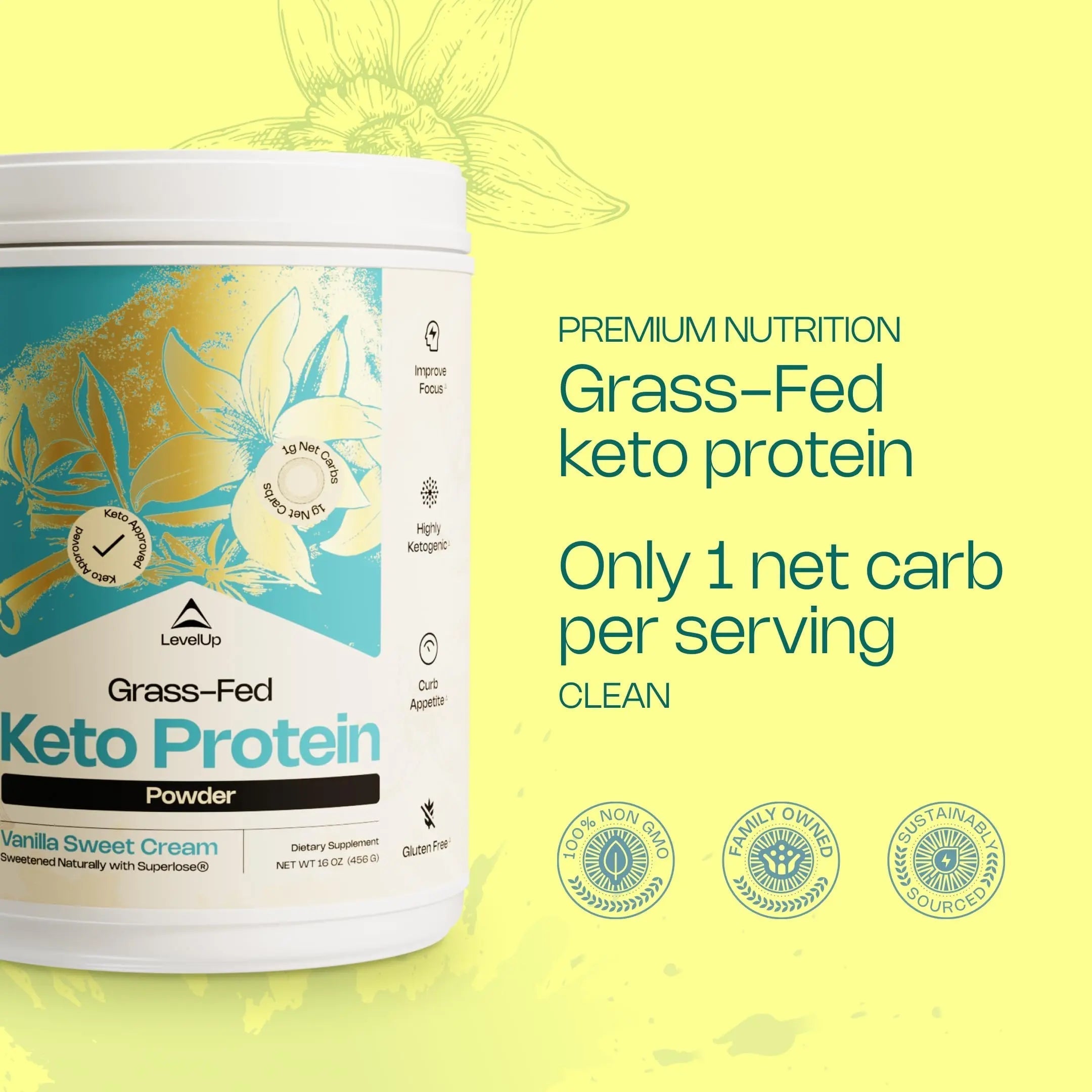 LevelUp Keto Protein, with Collagen Peptides, Energizing MCT, Whey Isolate Protein, Ketogenic Protein Powder Supplement - Vanilla Sweet Cream LevelUpAu supplements