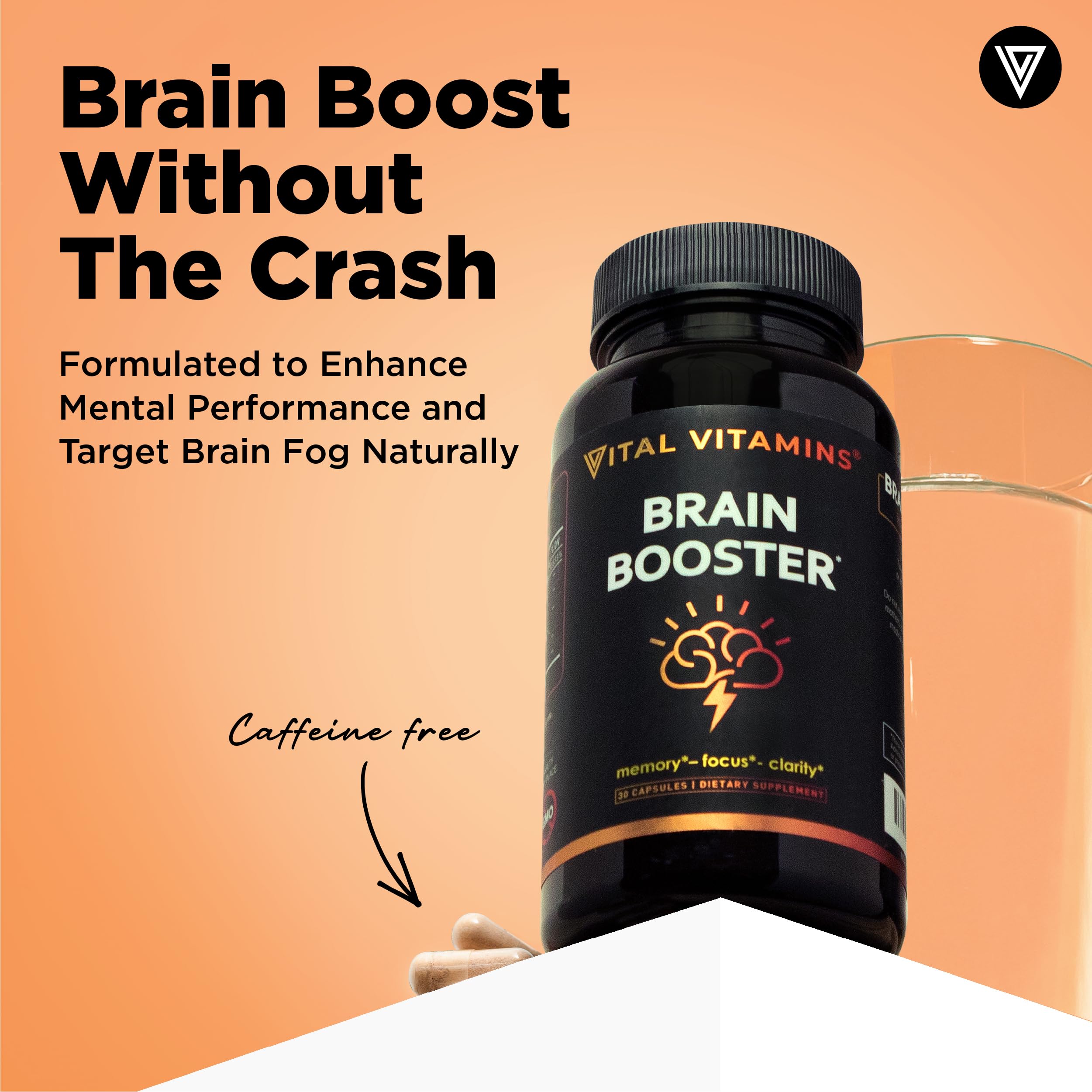Vital Vitamins Brain Supplements with Bacopa Monnieri - for Memory and Focus – Nootropic Brain Booster - Caffeine-Free Support for Adults & Seniors – Non-GMO, 30-Day Supply, 30 Capsules Vital VitaminsAu supplements