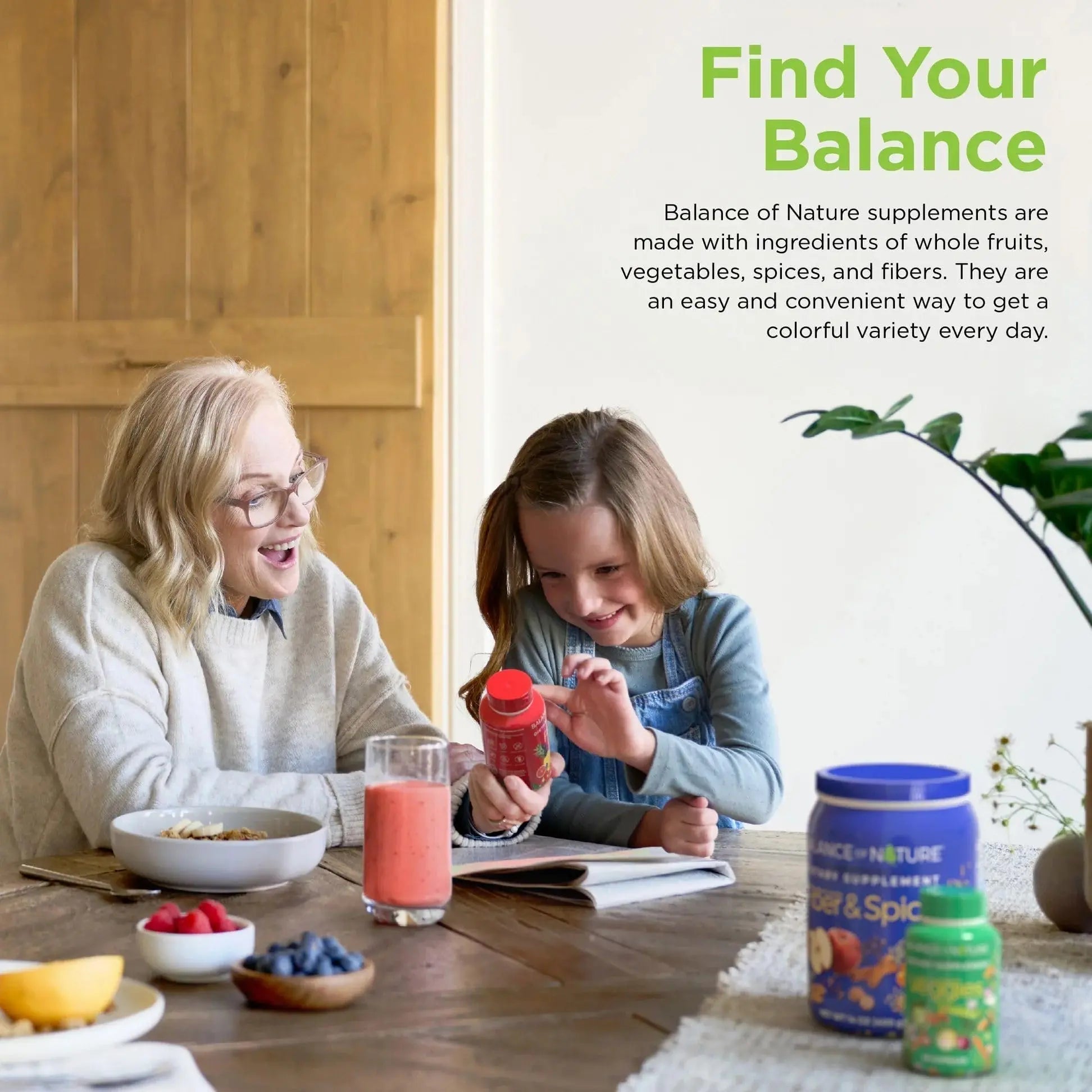 Balance of Nature Fruits & Veggies Supplements - Whole Fruit and Vegetable Ingredients for Women, Men, and Kids - 90 Fruits Capsules, 90 Veggies Capsules - 1 Set Balance of NatureAu supplements