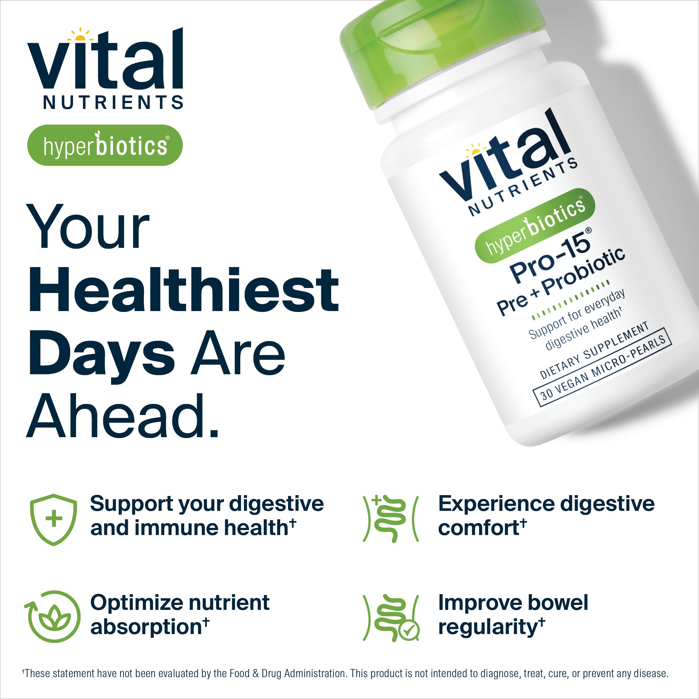 Hyperbiotics Vital Nutrients Pro-15 Prebiotics and Probiotics for Women and Men | 15 Science Backed Strains | Supports Occasional Constipation, Diarrhea, Gas & Bloating | 30 Vegan Time Release Pearls HyperbioticsAu supplements