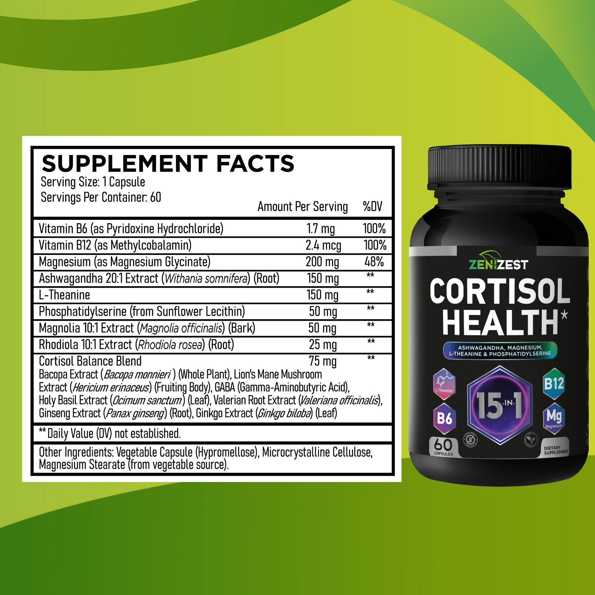 Cortisol Detox Supplement for Women Men - Control & Lower High Cortisol Level - Adrenal Health Balance Cleanse Sleep Stress Support - Magnesium Ashwagandha L-Theanine Cortisol Blocker Reducer ZeniZestAu supplements