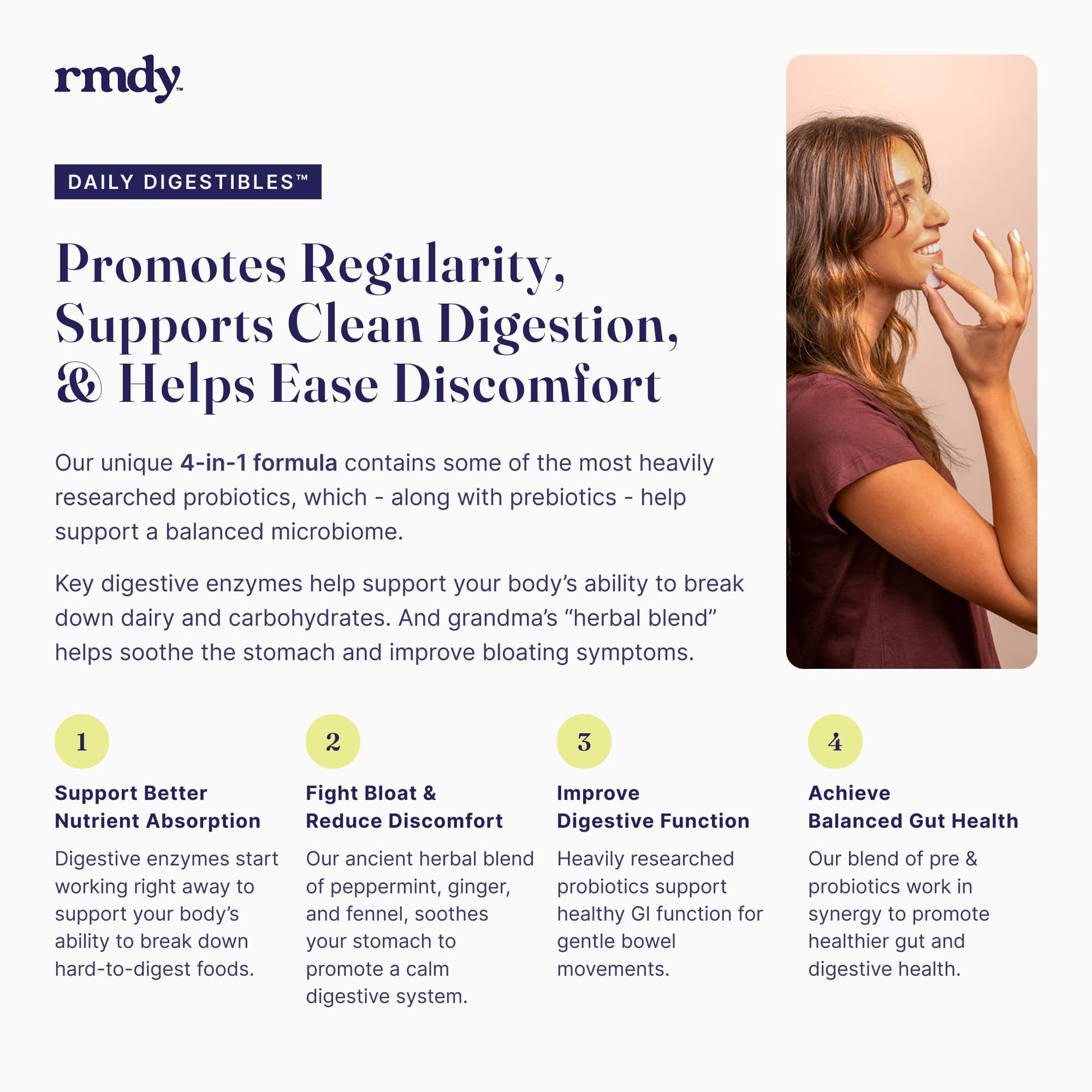rmdy Constipation, Bloating, & Gas Relief | Relief from Diarrhea, & IBS | Probiotic for Digestive Health & Gut | 30 Capsules rmdyAu supplements
