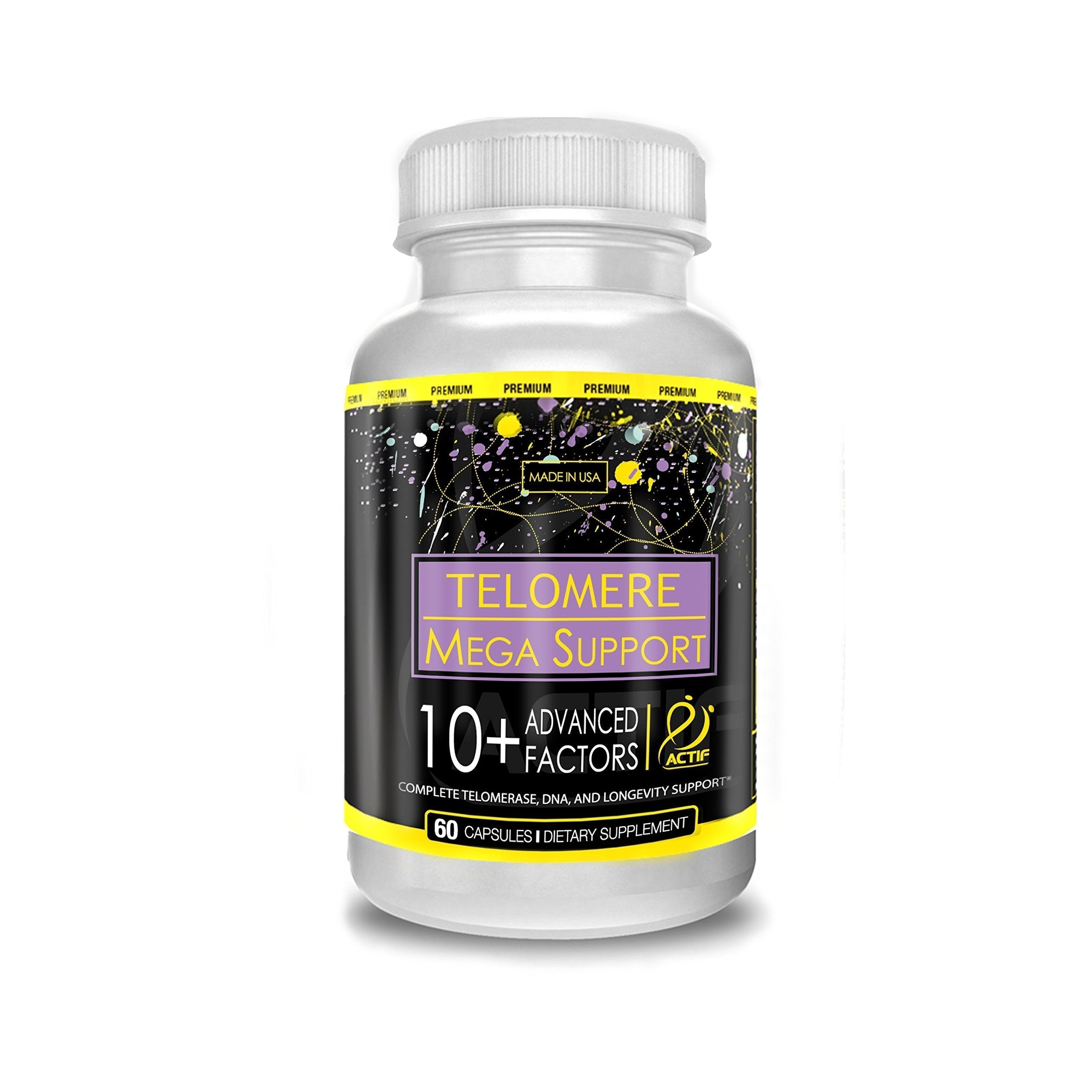 ACTIF Telomere Mega Support with 10+ Factors, Non-GMO, Telomerase and DNA Supplement for Energy, Memory and Anti-Aging, Made in USA, 60 Count ACTIFAu supplements