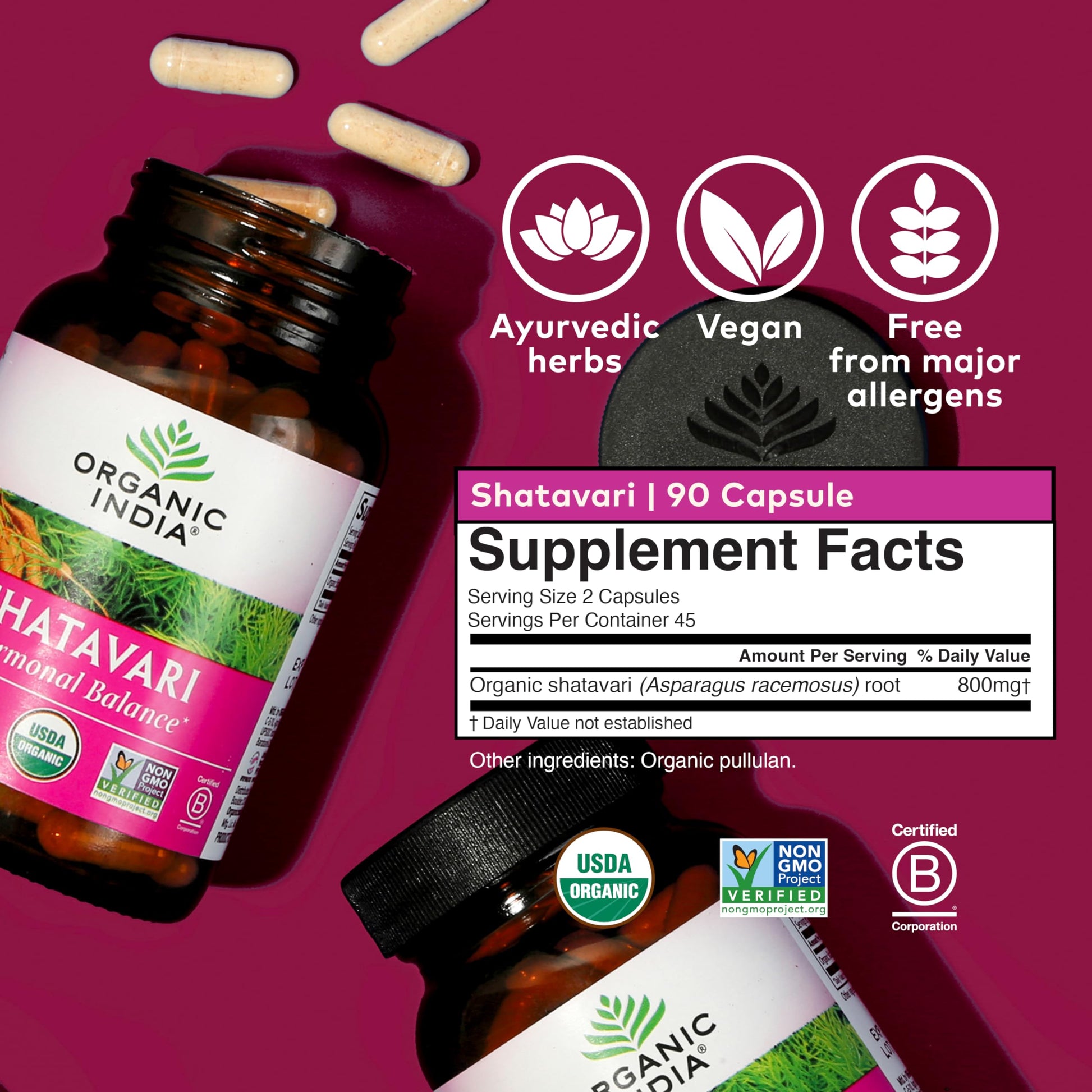 ORGANIC INDIA Shatavari Herbal Supplement - Supports Hormonal Balance, Immune and Inflammatory Response, Vegan, Gluten-Free, USDA Organic, Supports Reproductive Health - 90 Capsules ORGANIC INDIAAu supplements