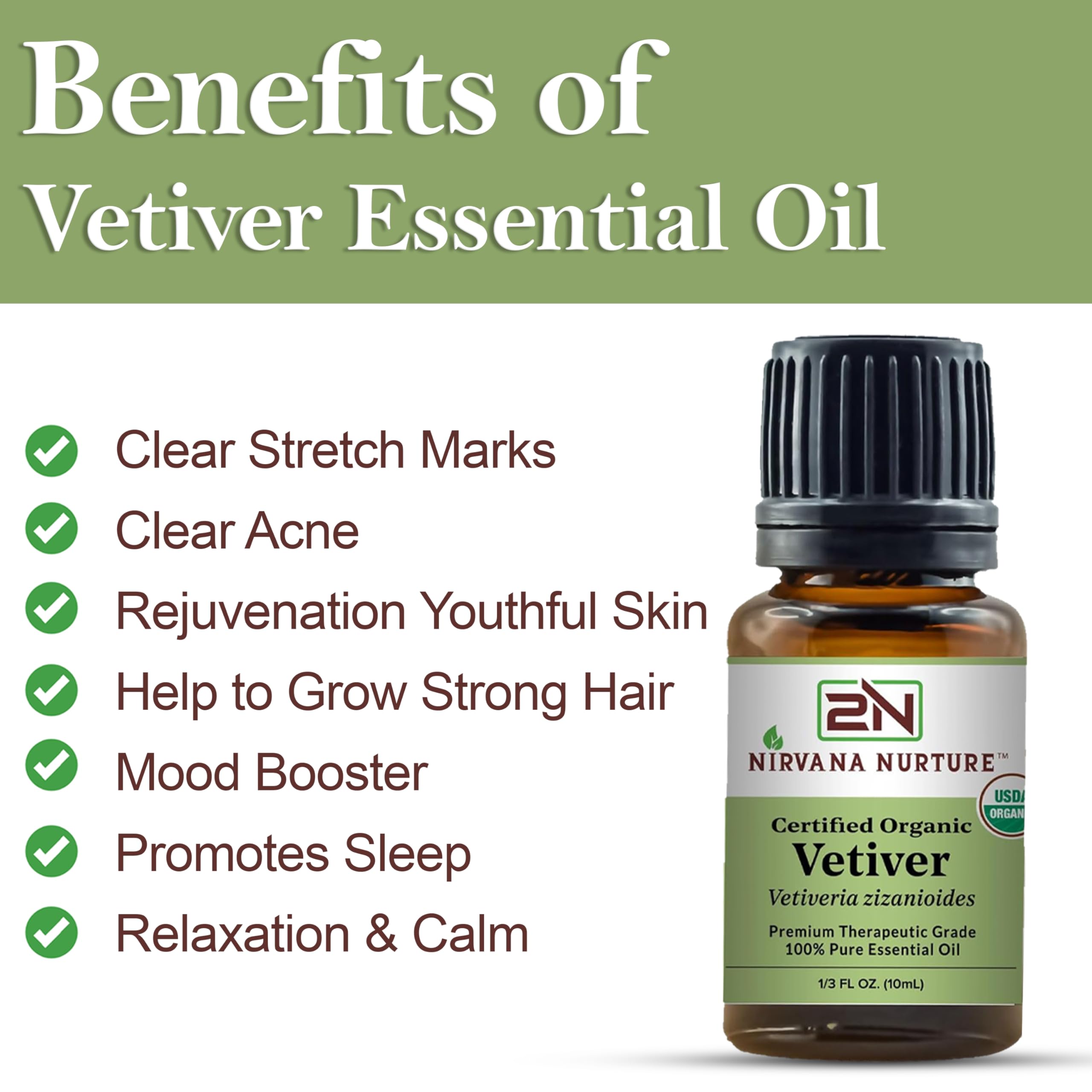 Nirvana Nurture Vetiver Essential Oil USDA Certified Organic 100% Pure Premium Therapeutic Grade Nirvana NurtureAu supplements