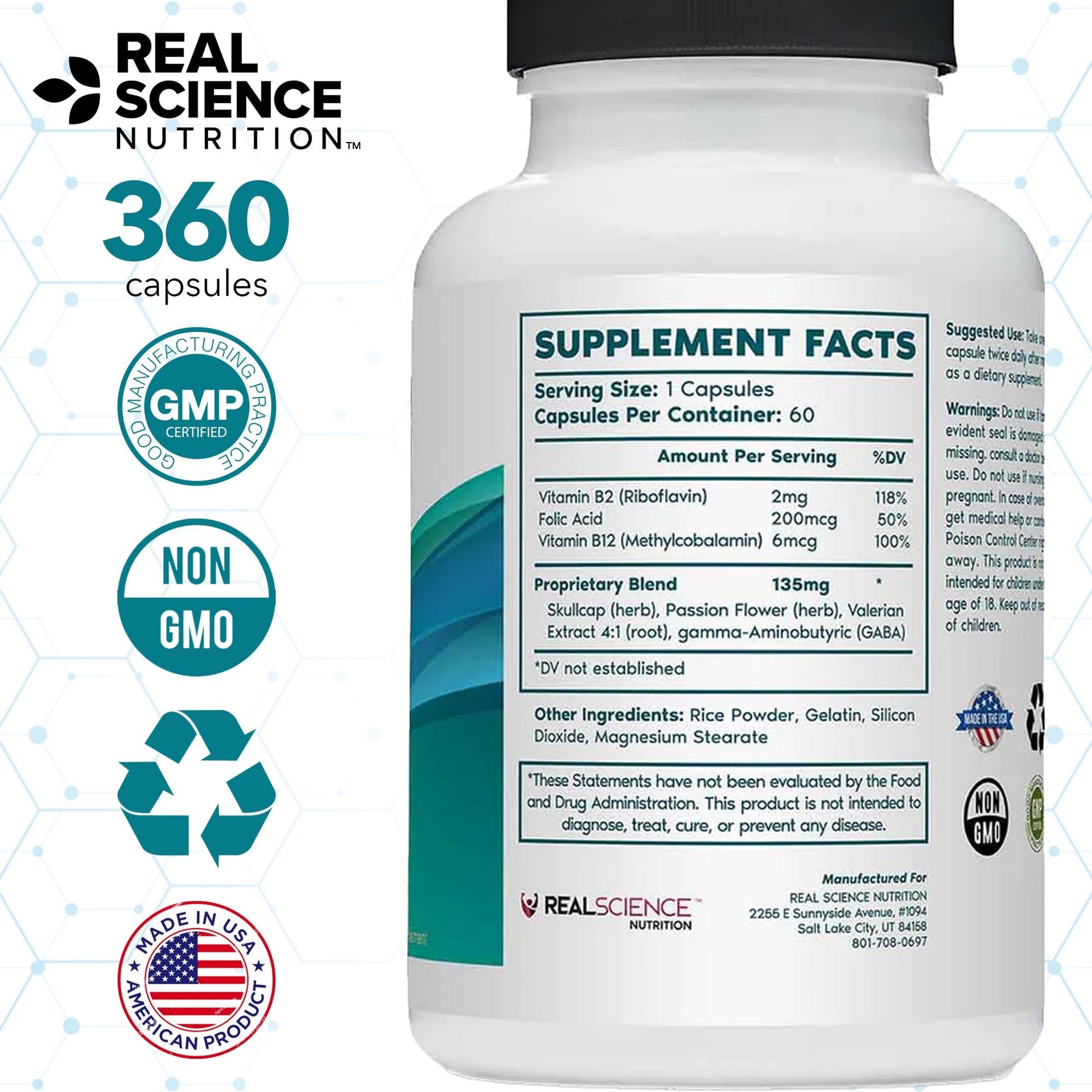Tremanol Natural Aid Herbal Supplement – Includes Vitamin B2 & B12, Passionflower & Skullcap – 60 Caps (Pack of 6) – Made in USA TremanolAu supplements