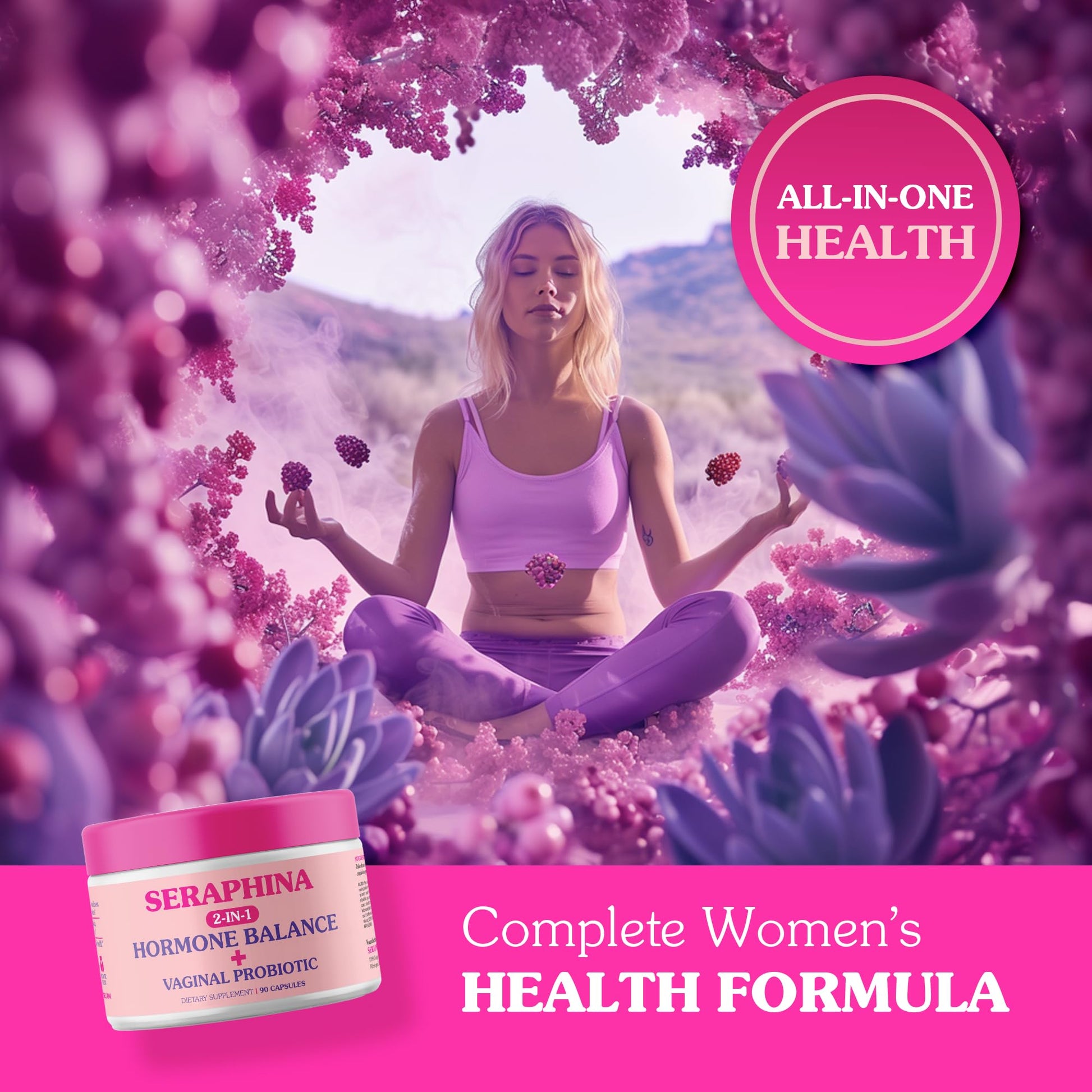 Seraphina 2-in-1 Vaginal Probiotics for Women + Hormone Balance - 90 Capsules for Complete Feminine SeraphinaAu supplements