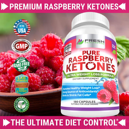 FRESH HEALTHCARE Pure 100% Raspberry Ketones Max 1000mg Per Serving - 3 Month FRESH HEALTHCAREUS supplements