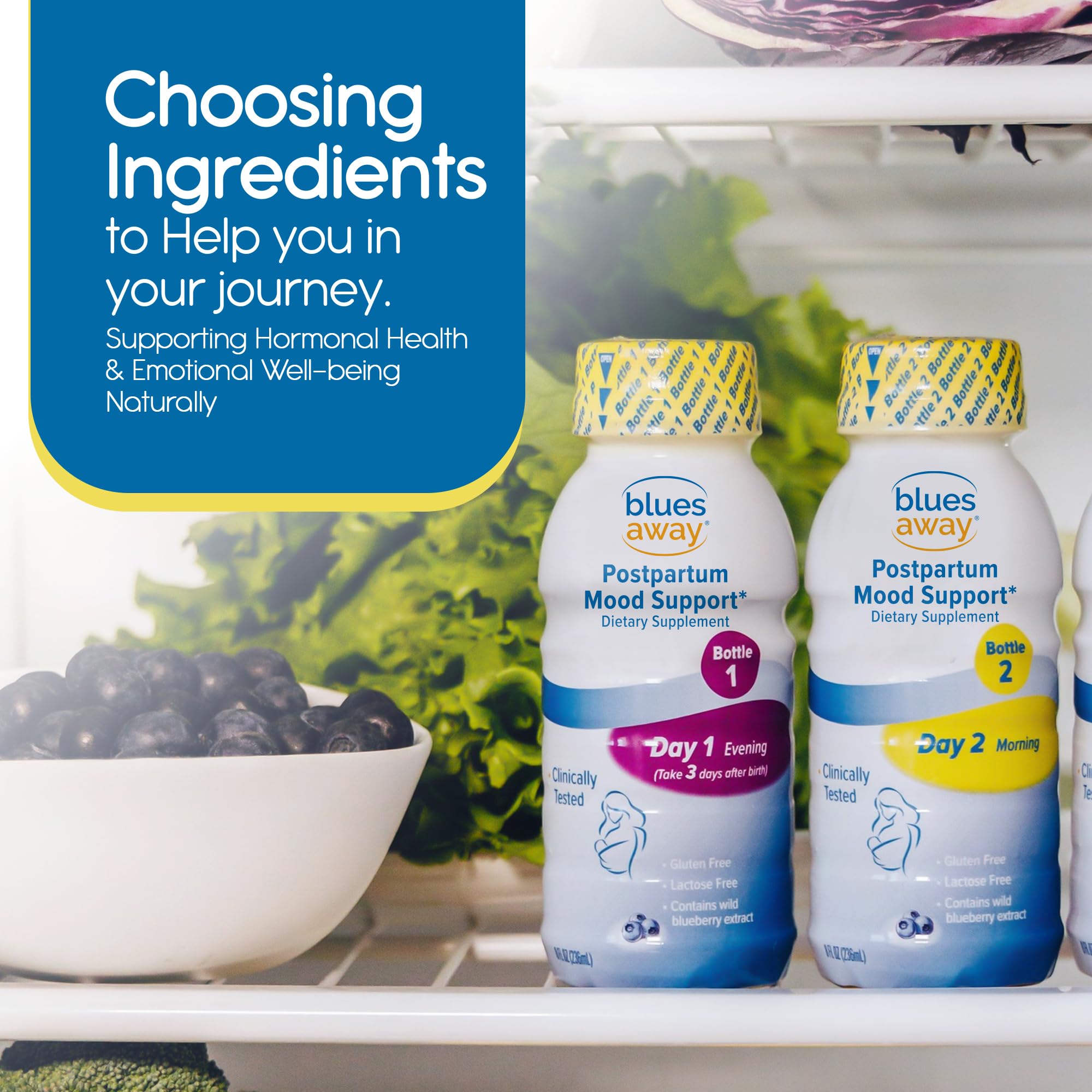 Blues Away Postpartum Mood Support Drink - Breastfeeding Friendly Postnatal Hormone Balance for Women - 3-Day Liquid Dietary Stress Support Shake [4 Bottles] Blues AwayAu supplements
