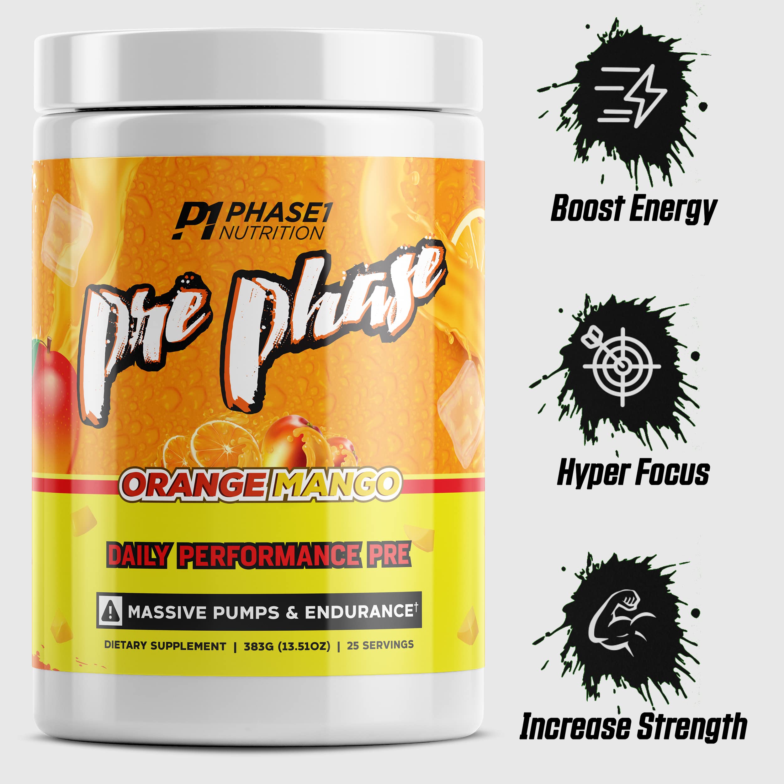 Pre Phase Daily Driver Orange Mango Pre Workout with 325mg Caffeine, Vitamin B12 Phase One NutritionAu supplements