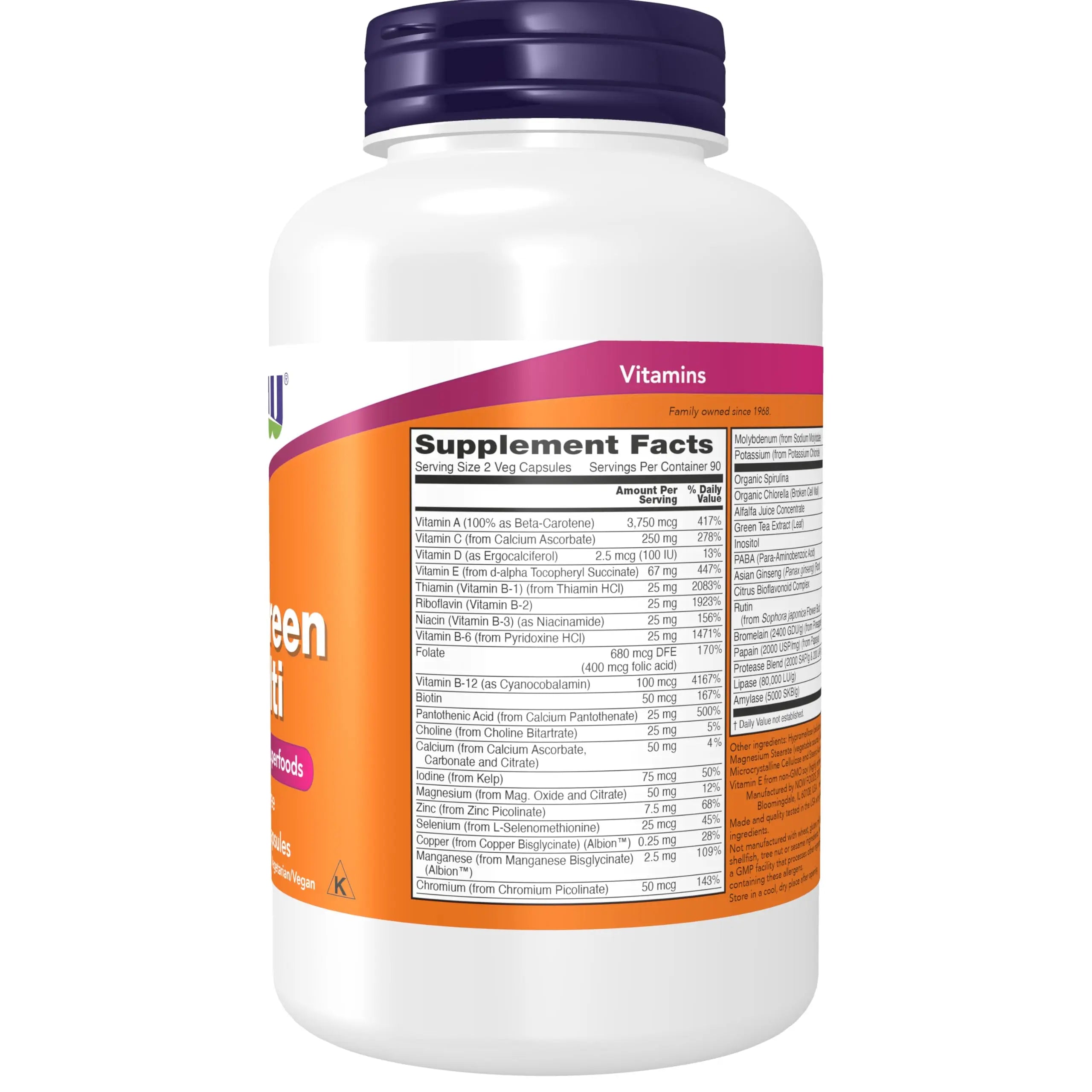NOW Supplements, EcoGreen Multi Vitamin with Green Superfoods, Iron-Free 180 Veg Capsules NOW FoodsAu supplements