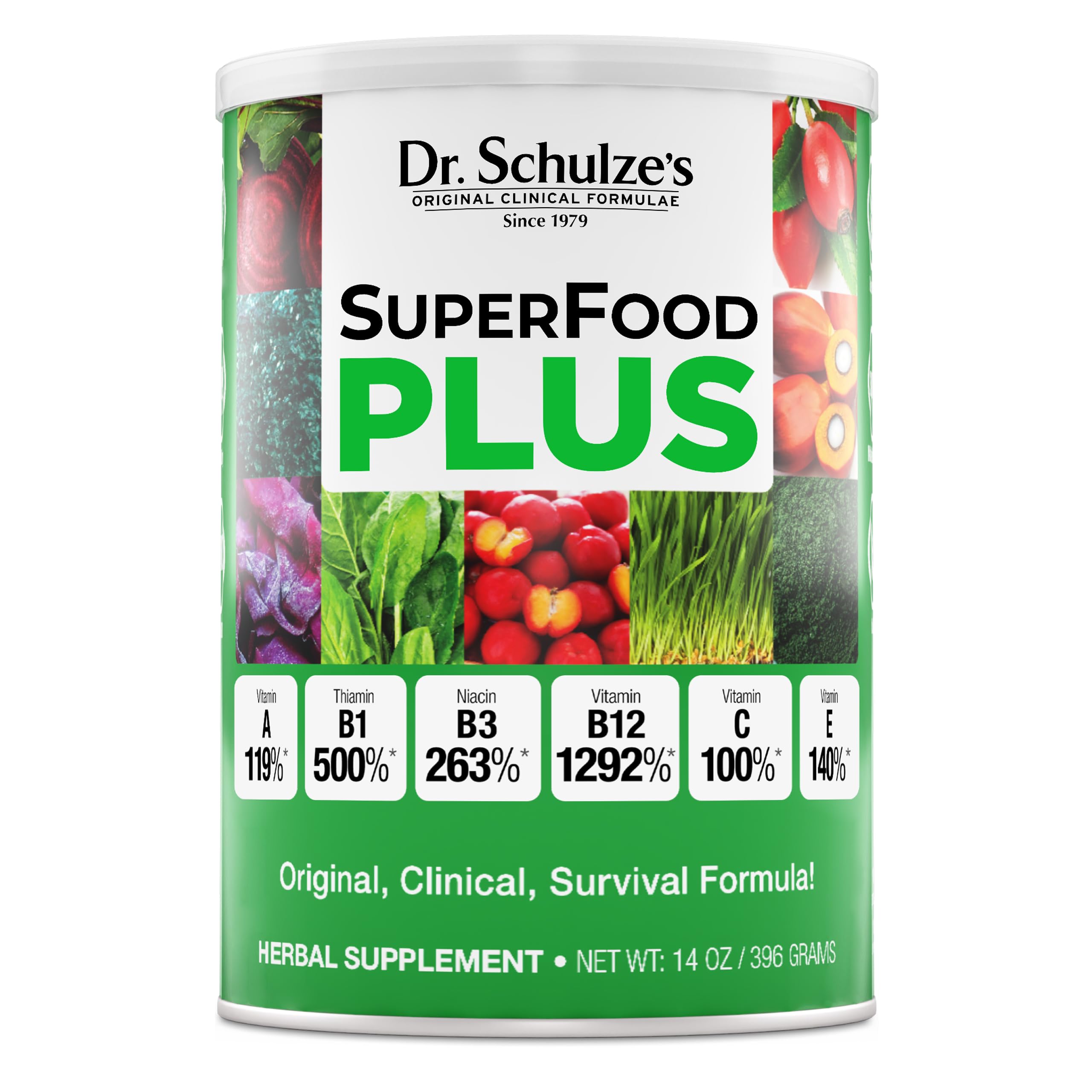 Dr. Schulze's SuperFood Plus - Everyday Superfood Supplement to Support Overall Wellness - Clean, Quality Nutrition - Supports Metabolism & Daily Energy - Gluten-Free & Dairy-Free - 14 oz Dr. Schulze'sAu supplements