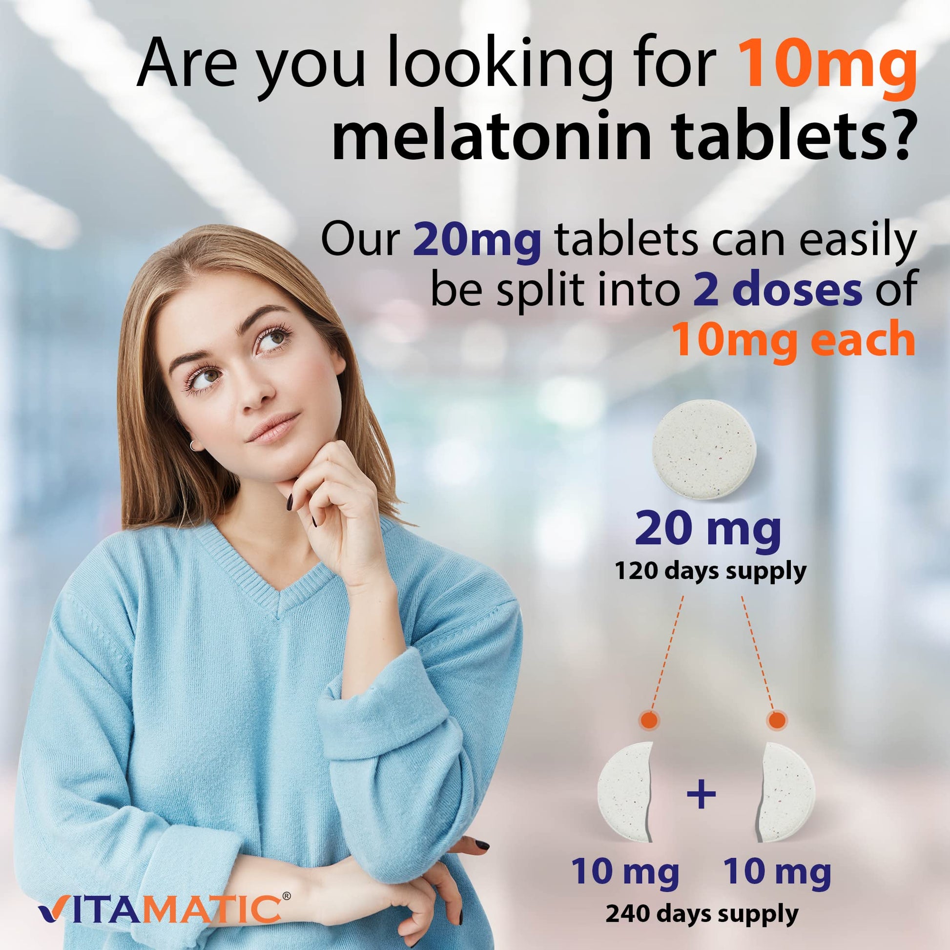 Vitamatic Melatonin 20mg Tablets | Vegetarian, Non-GMO, 6 pack VitamaticAu supplements