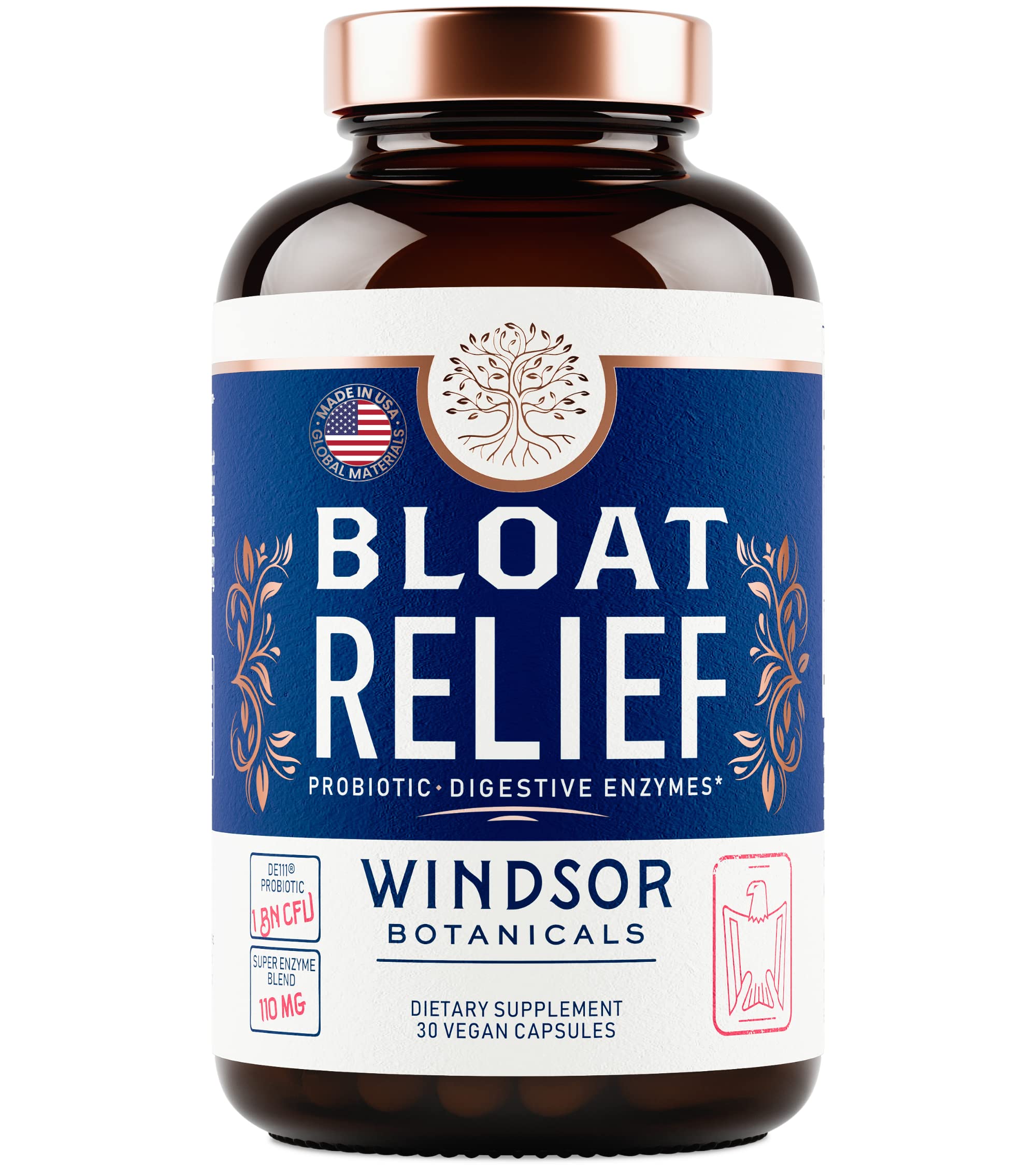 Bloat Relief Probiotic and Digestive Enzymes - Anti Bloating Turmeric, Fennel, Bromelain IBS WINDSOR BOTANICALSAu supplements