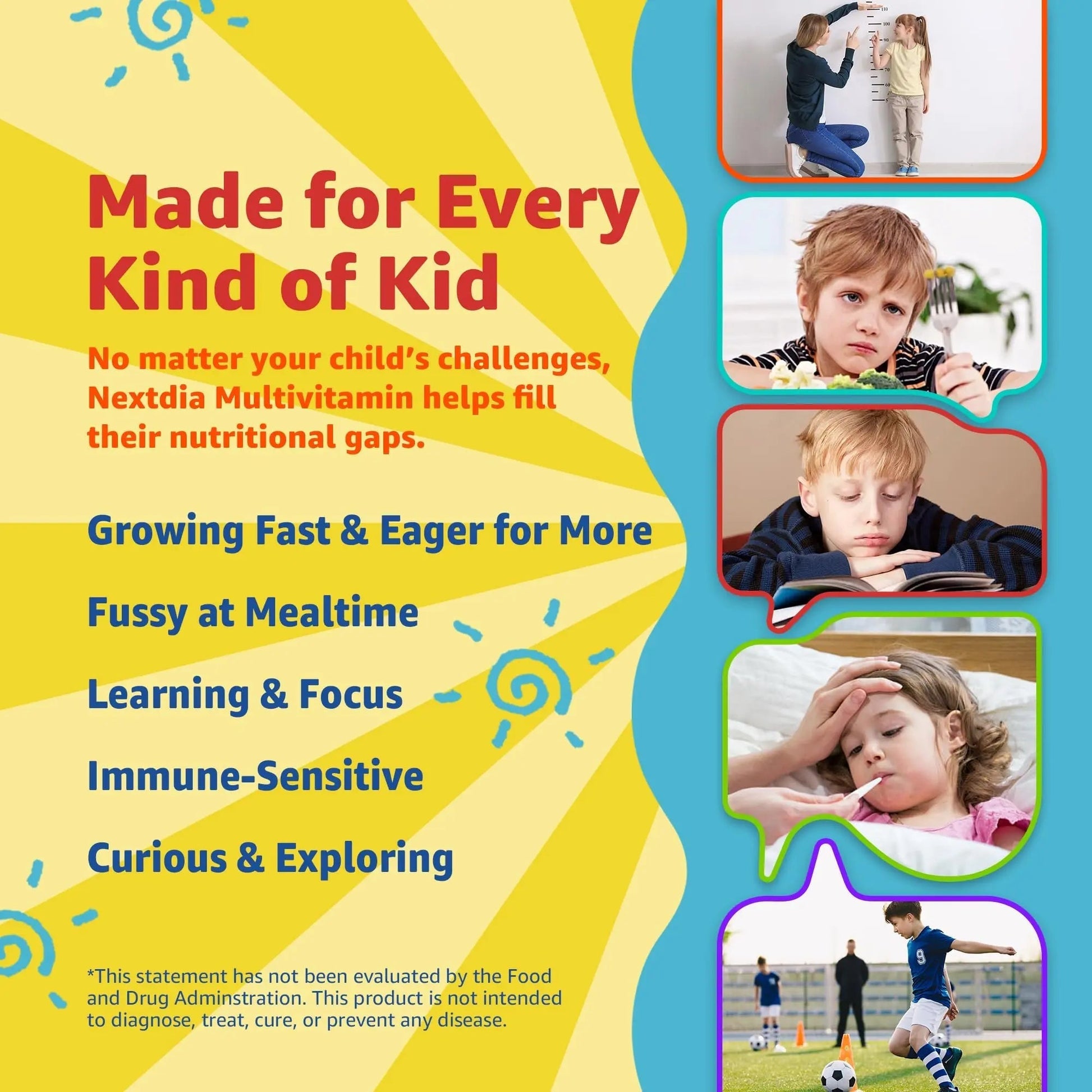 Kids Multivitamin Gummies with Iron, Sugar Free, Kids Daily Vitamins + Probiotics, Algae Omega 3 (EPA/DHA), A, C, D, Methyl B12, Folate, B6, Zinc, Biotin NextdiaAu supplements