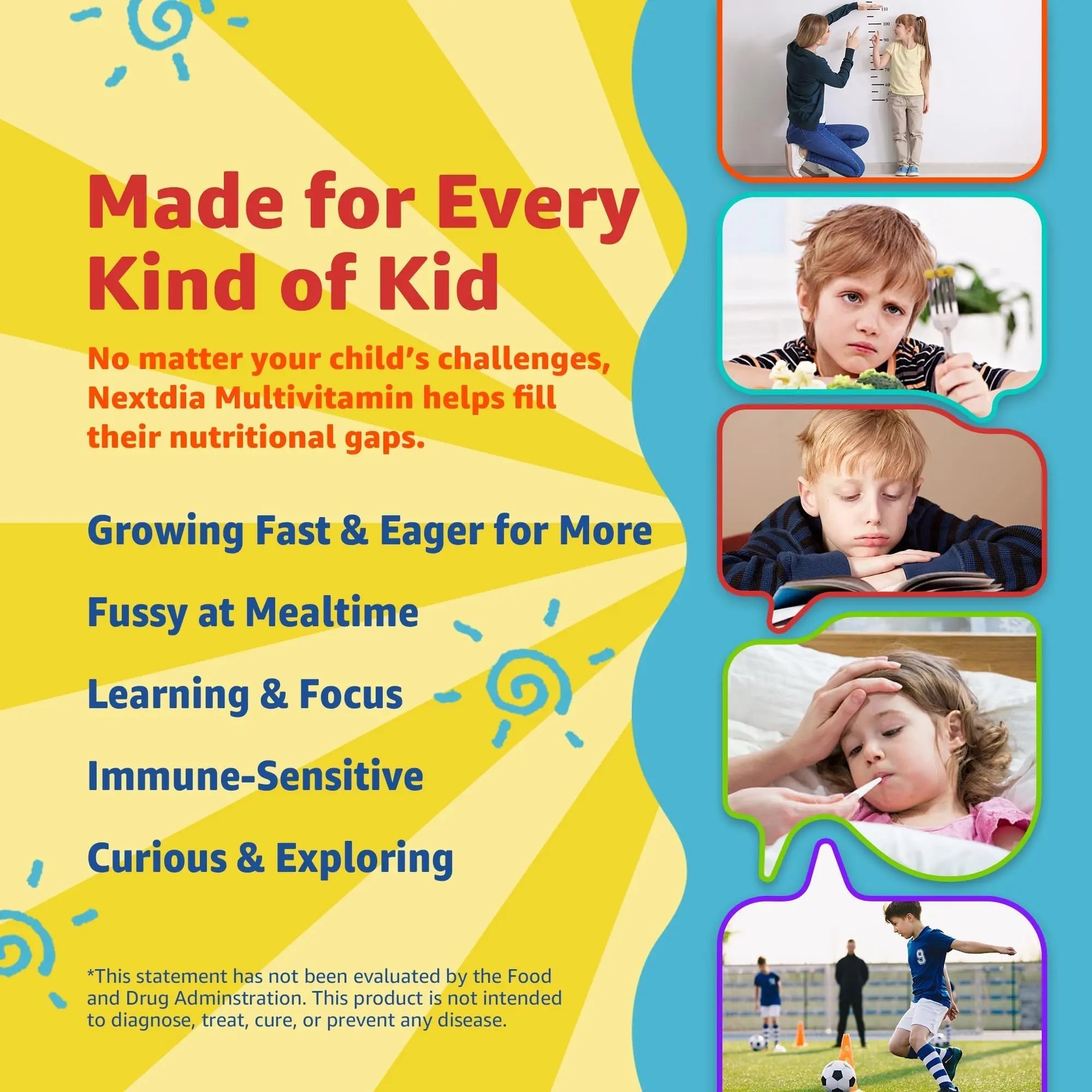 Kids Multivitamin Gummies with Iron, Sugar Free, Kids Daily Vitamins + Probiotics, Algae Omega 3 (EPA/DHA), A, C, D, Methyl B12, Folate, B6, Zinc, Biotin NextdiaAu supplements