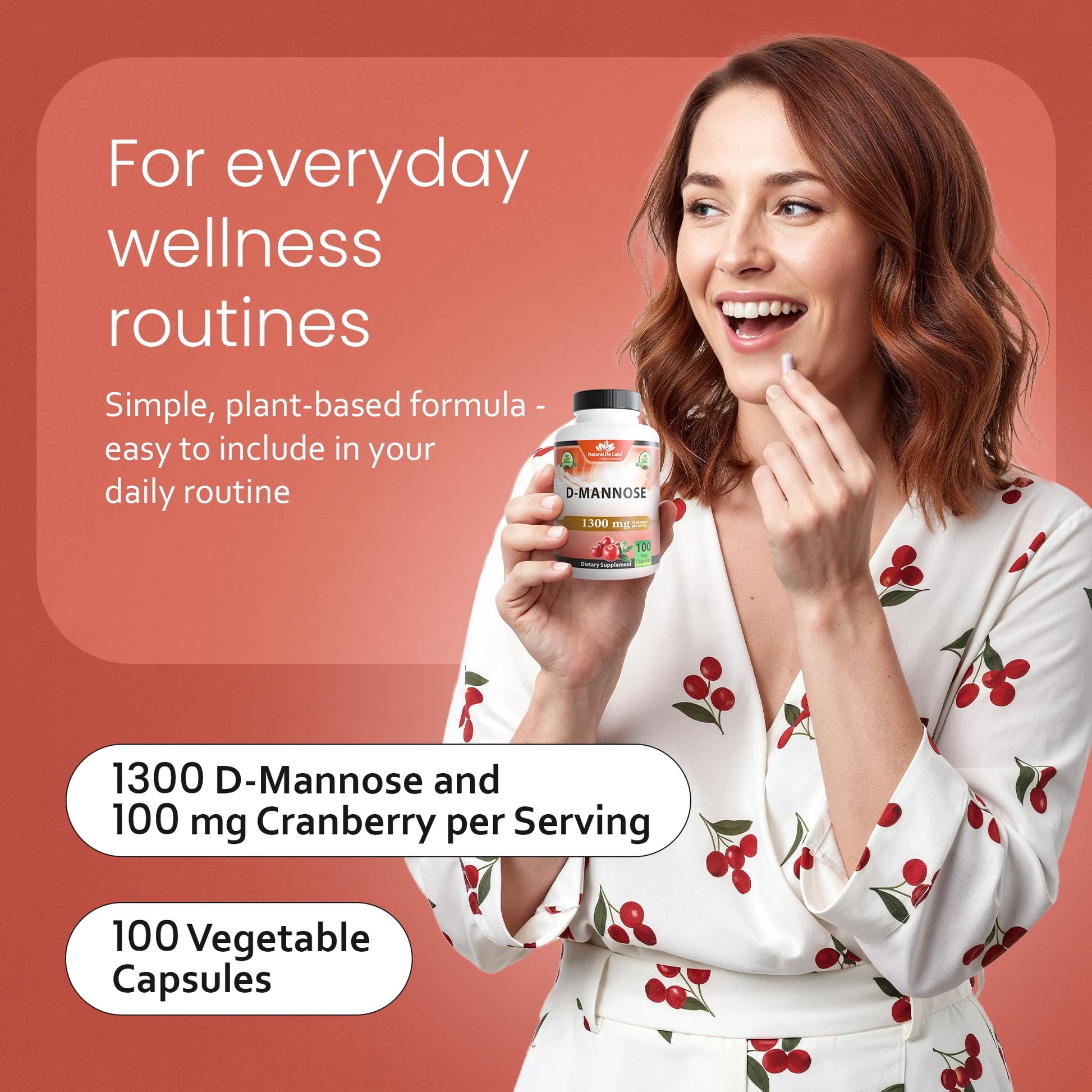NaturaLife Labs Organic D-Mannose 1300 mg with Organic Cranberry Extract 100 mg per Serving – 100 Capsules – Non-GMO, Gluten-Free, Vegan NaturaLife LabsAu supplements