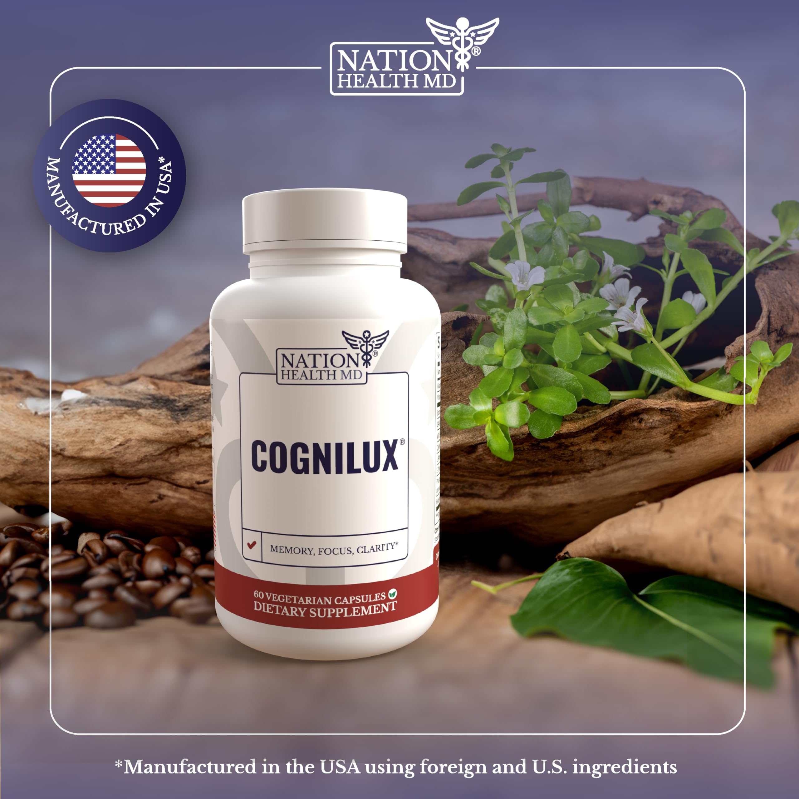 NATION HEALTH MD Cognilux - Brain Supplements for Memory and Focus - Nootropic Focus Supplement with Niacin, Vitamin B6, GABA and More - Memory Supplement for Brain, Brain Health NATION HEALTH MDAu supplements