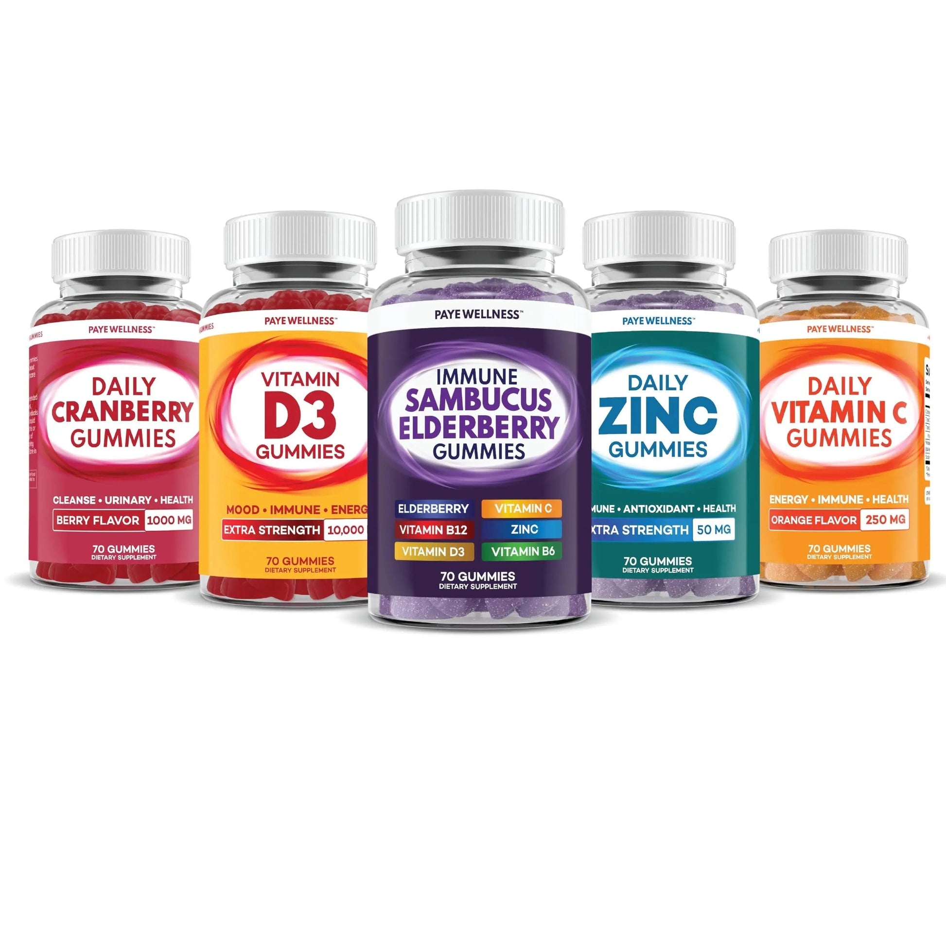 Elderberry Gummies Immune Support, Daily Support for Kids and Adults*, with Sambucus Elderberry, Zinc, Vitamin C, D3, B6, B12, Plus PAYÉAu supplements