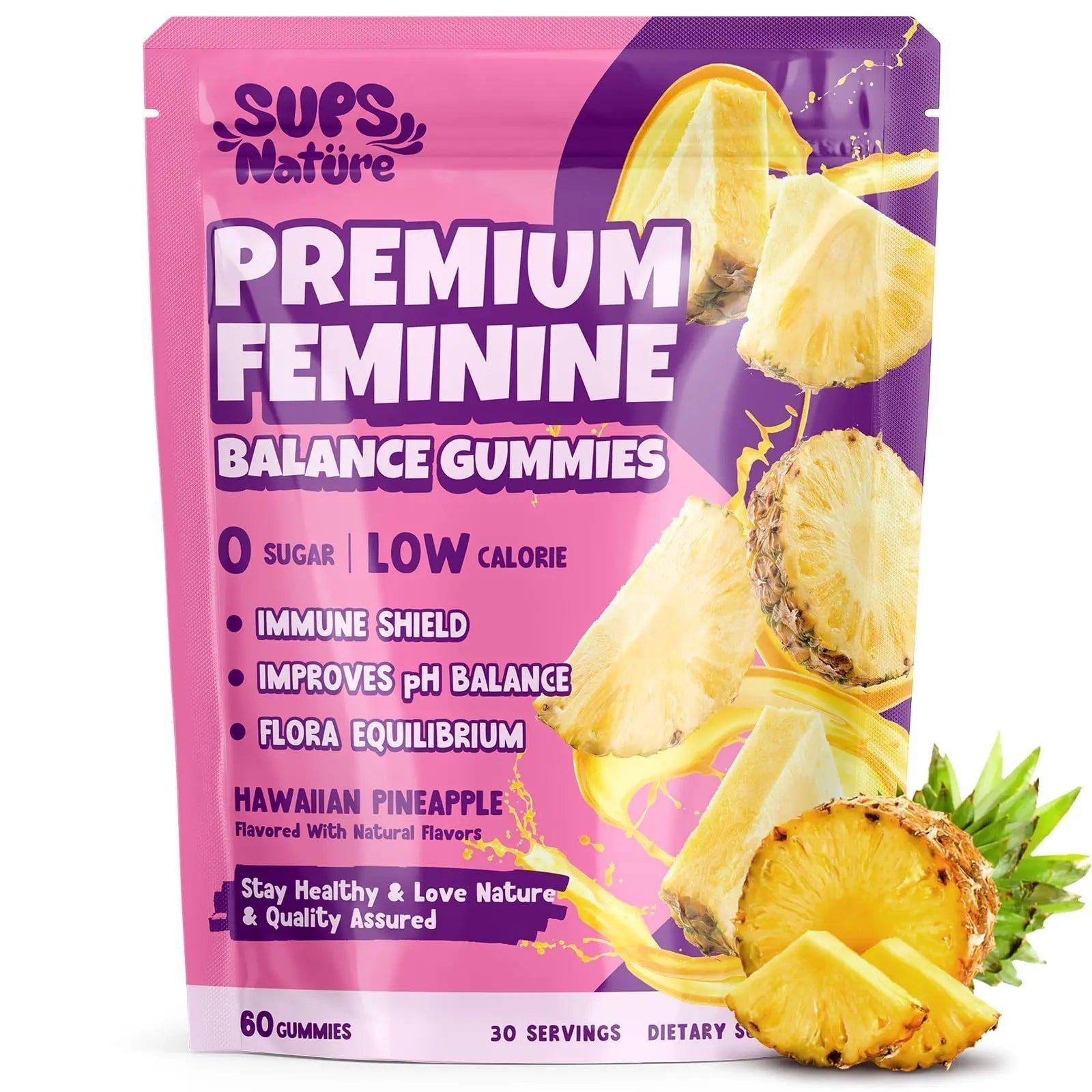Women's Probiotic Gummies Nutrition Premium Feminine Balance Gummies - Supports pH Balance, Digestion & Immune Health - Hawaiian Pineapple Flavor sups natureAu supplements