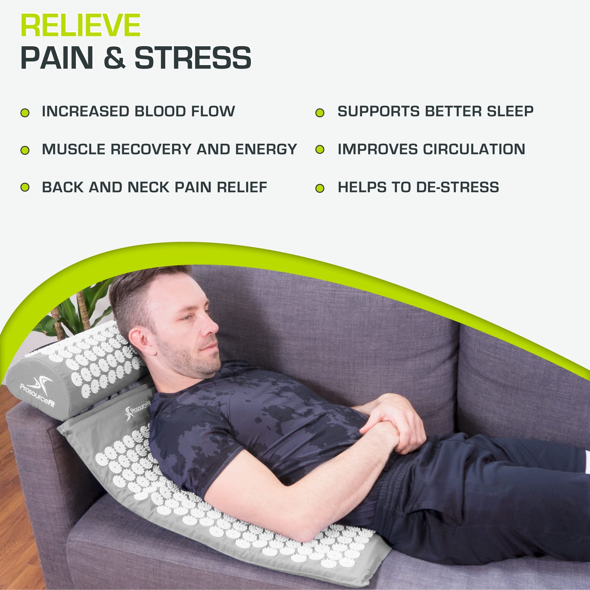 ProsourceFit Acupressure Mat and Pillow Set for Back/Neck Pain Relief and Muscle Relaxation ProsourceFitAu supplements