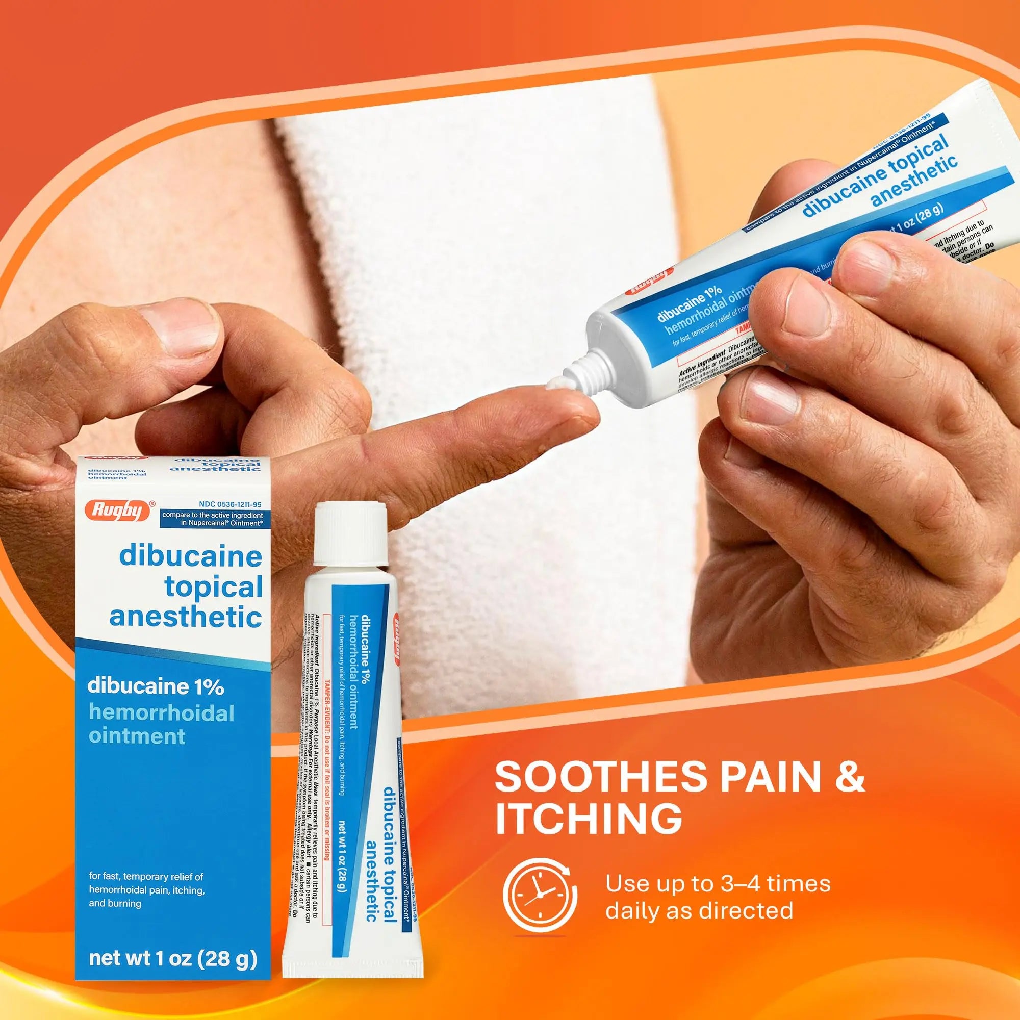 Rugby Dibucaine Topical Anesthetic 1% Hemorrhoid Ointment - Pain Relief Cream for Itching and Burning, Hemorrhoid Treatment, Anti Itch Cream 1 Oz (3 Pack) RUGBY LABORATORIESAu supplements