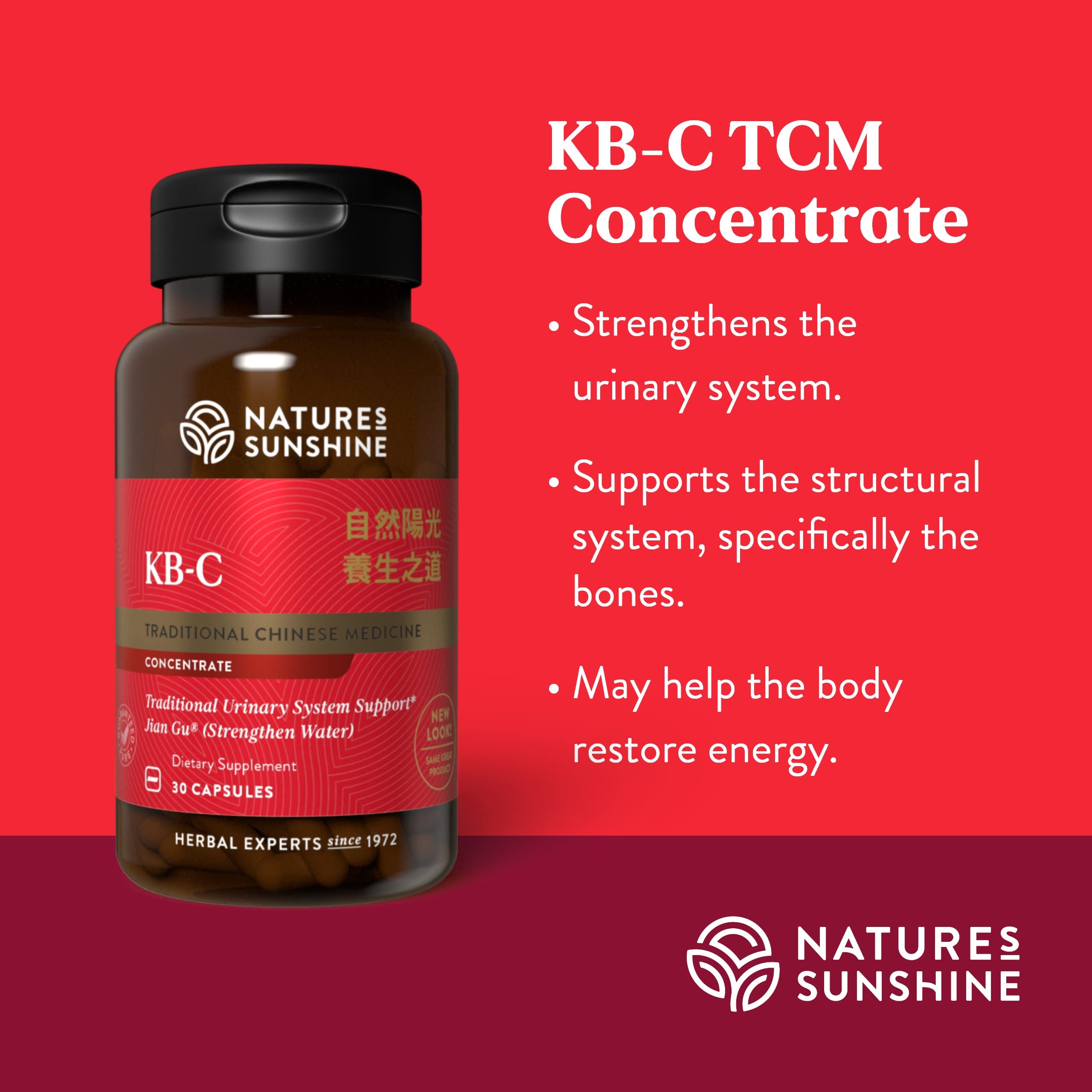 Nature's Sunshine KB-C, Chinese TCM Concentrate, 30 Capsules | Strengthens the Urinary System, Supports the Structural System, and May Help the Body Restore Energy Nature's SunshineAu supplements