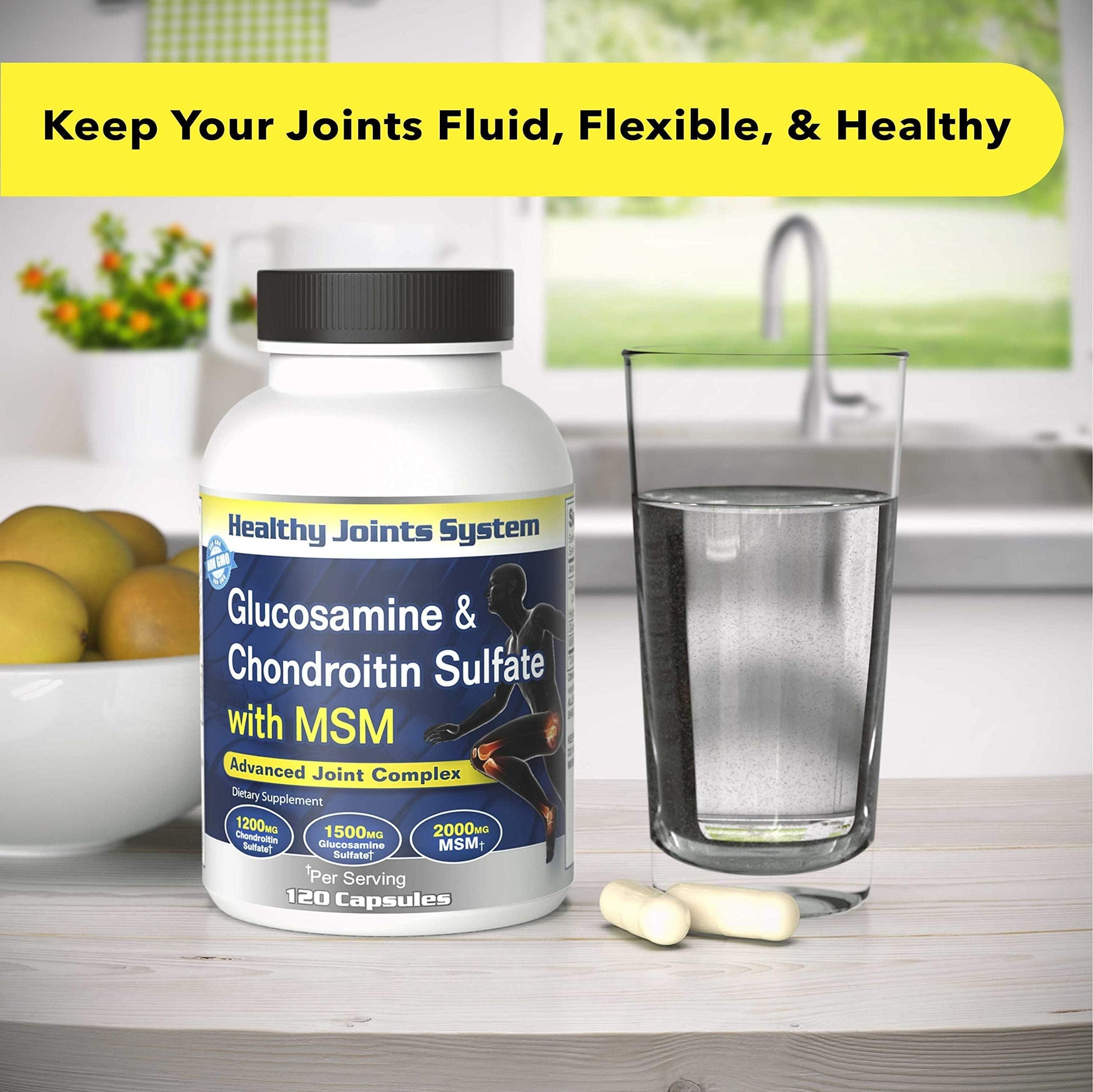 Healthy Joints System Glucosamine Chondroitin MSM Supplement for Joint & Bone Health - 120 Capsules | Joint Support & Discomfort Relief for Back, Knees, Hands Healthy Joints SystemAu supplements