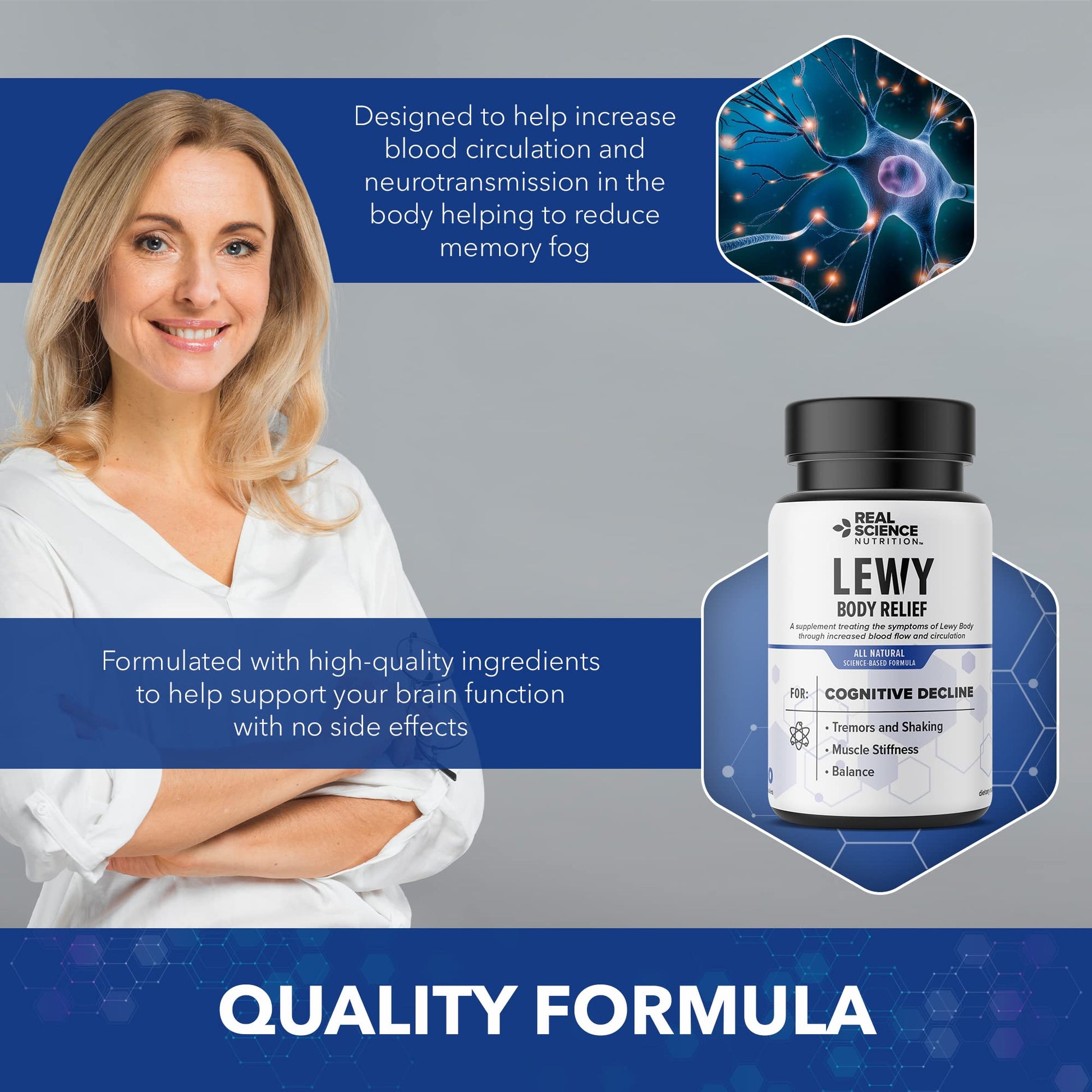 Real Science Nutrition Offers Lew-X - A Nutritional Supplement Formulated for Lewy Body Relief to Support Memory & Clarity, Cognitive Enhancement, Relieve Tremors, Shaking, and Muscle Stiffness, Real Science NutritionAu supplements