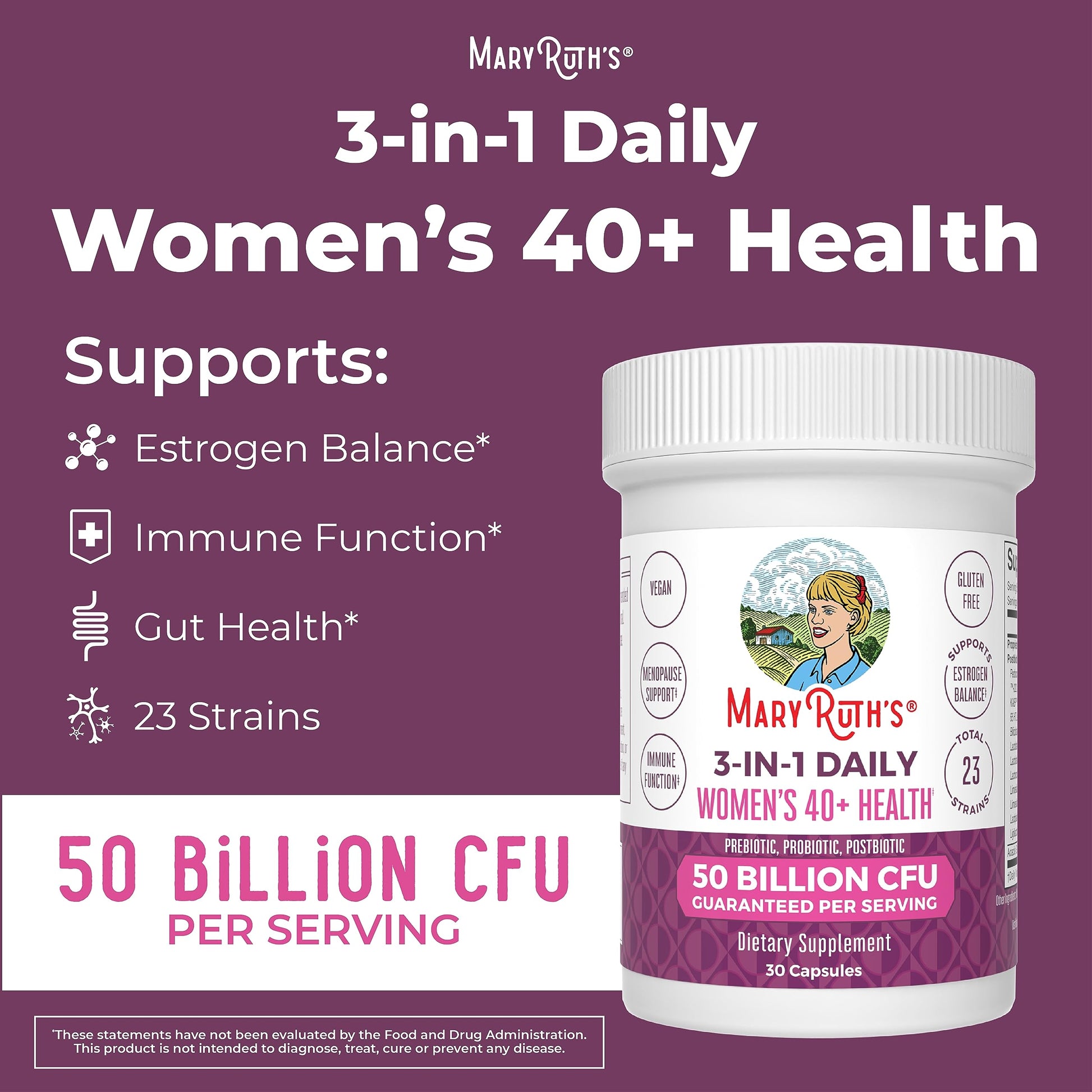 Mary Ruth's 3 in 1 Women's 40+ Health Probiotic, 30 CT MaryRuth OrganicsAu supplements
