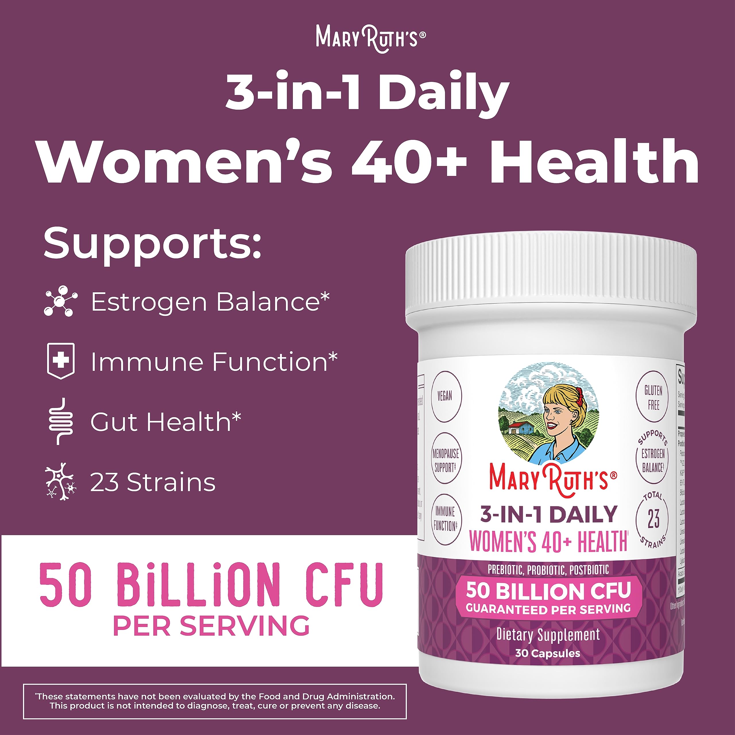 Mary Ruth's 3 in 1 Women's 40+ Health Probiotic, 30 CT MaryRuth OrganicsAu supplements