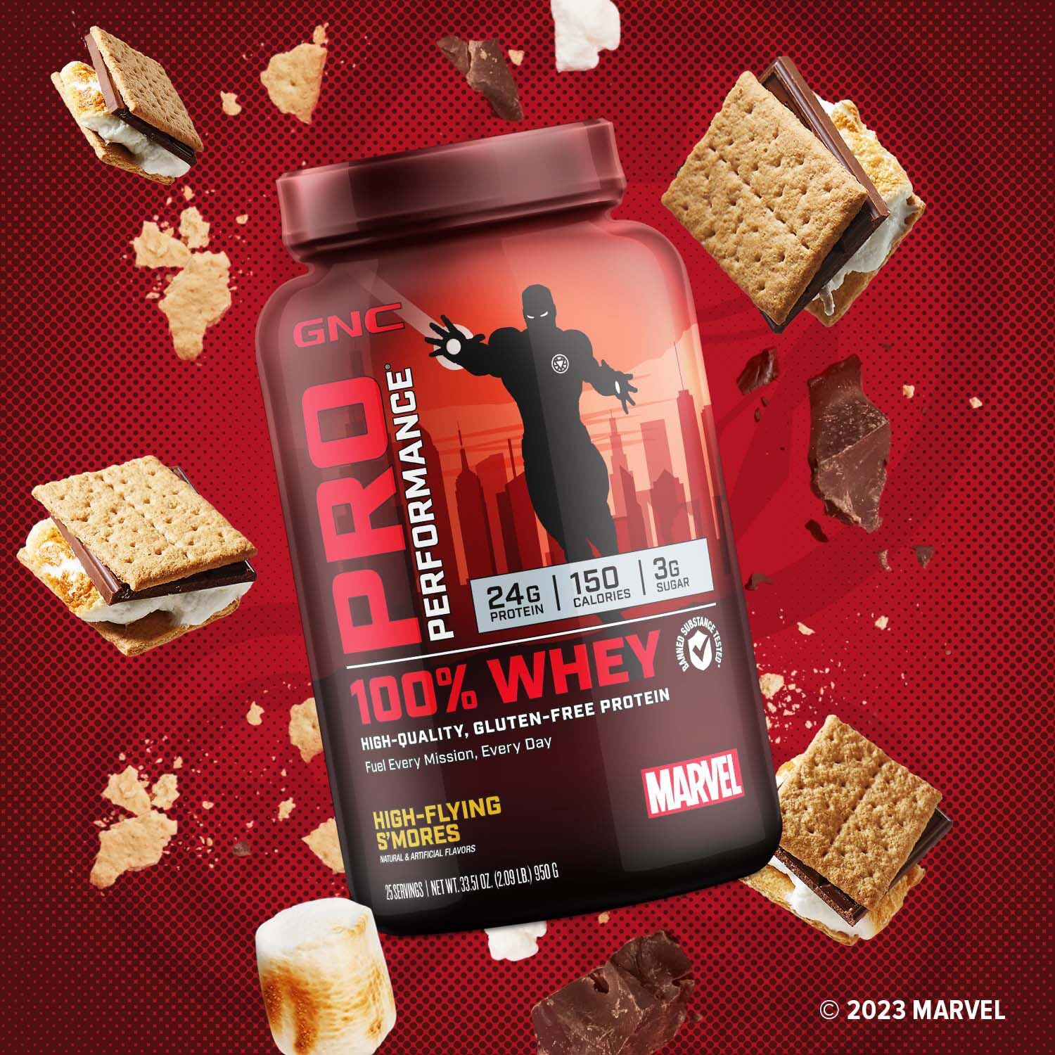 GNC Pro Performance 100% Whey - Marvel: High-Flying S'Mores - 25 Servings GNCUS supplements