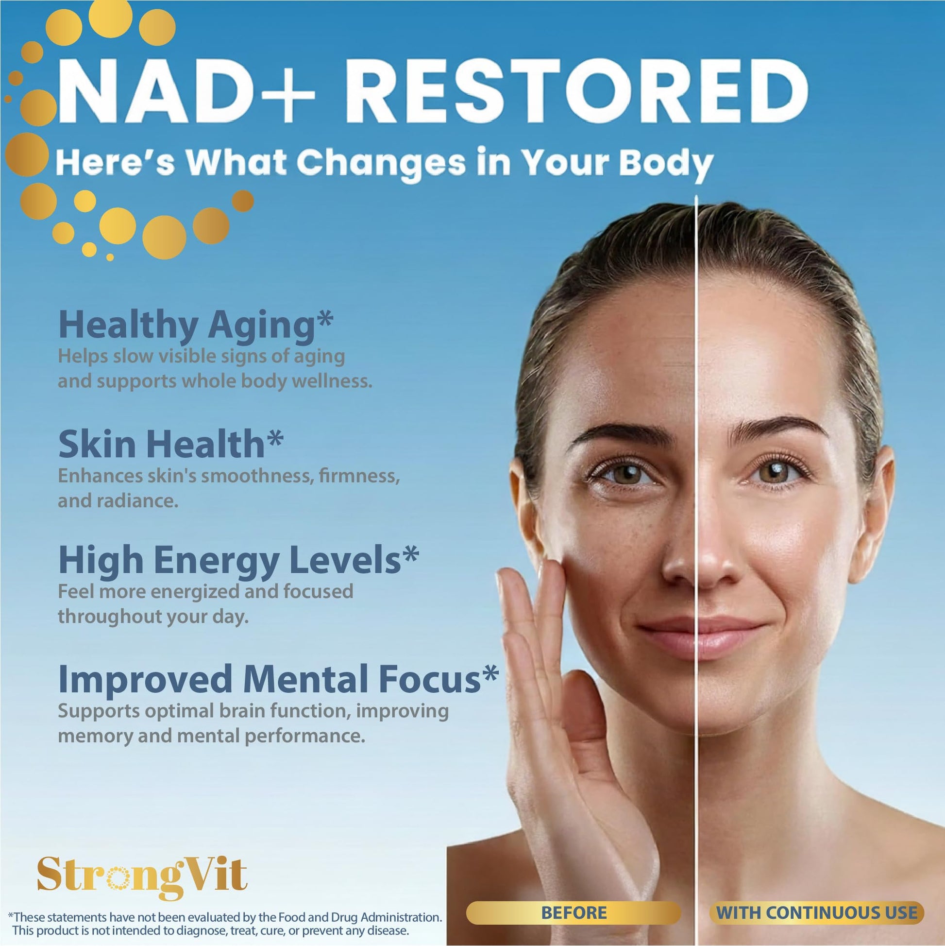 1000mg NAD Supplement with Resveratrol - Advanced Liposomal NAD+ Supplements for Men and Women - Anti-Aging Cell Regenerator - 60 NAD Plus Capsules for Energy & Cellular Health StrongVitAu supplements