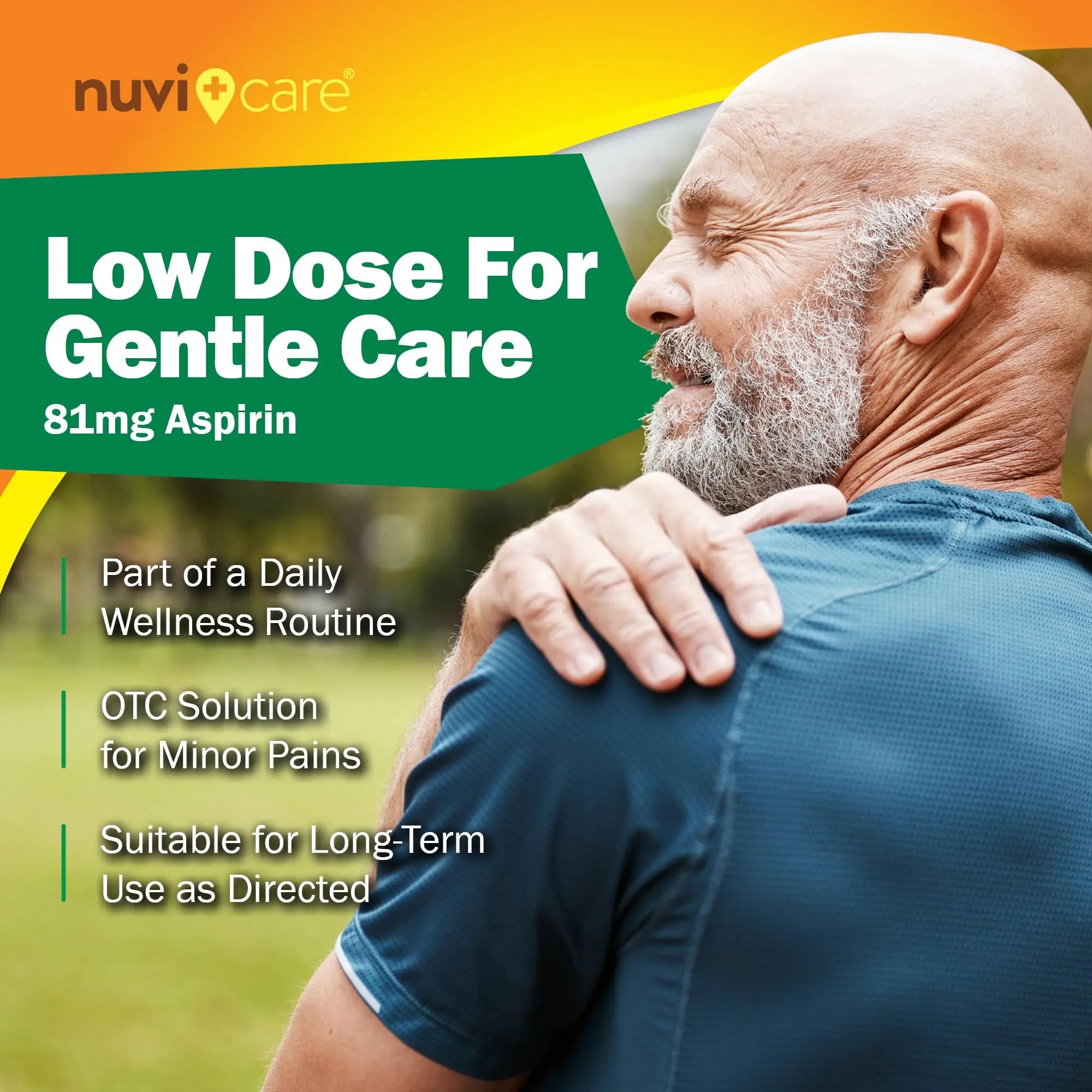 NUVICARE Low Dose Aspirin 81mg for Adults Coated Caplets - Compare to Active Ingredient in Low Dose Bayer Aspirin for Adults - Safety Coated (300 Count) NUVICAREAu supplements