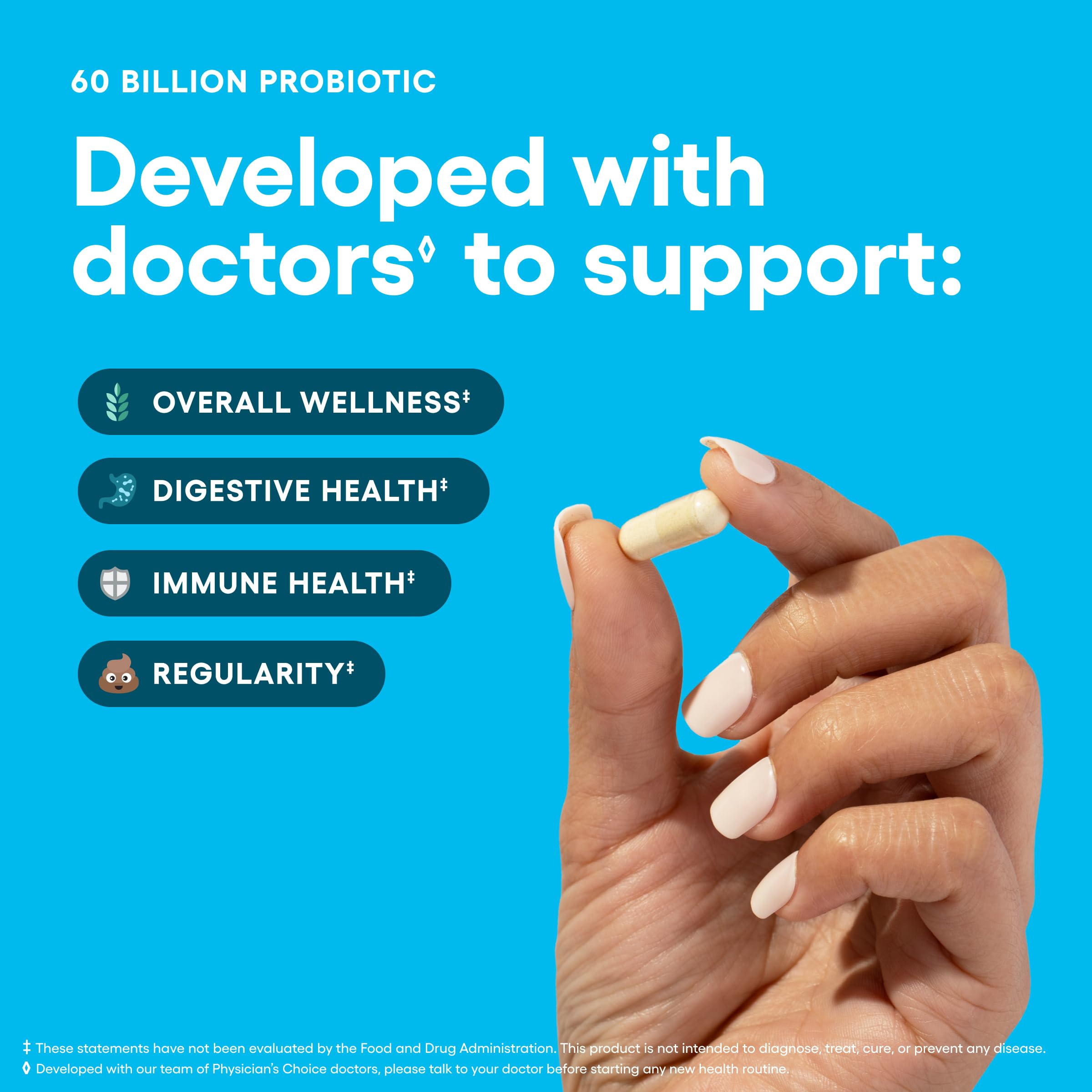 Physician's CHOICE Probiotics 60 Billion CFU - 10 Strains + Organic Prebiotics - Immune, Digestive & Gut Health - Supports Occasional Constipation, Diarrhea, Gas & Bloating - for Women & Men - 30ct Physician's CHOICEAu supplements