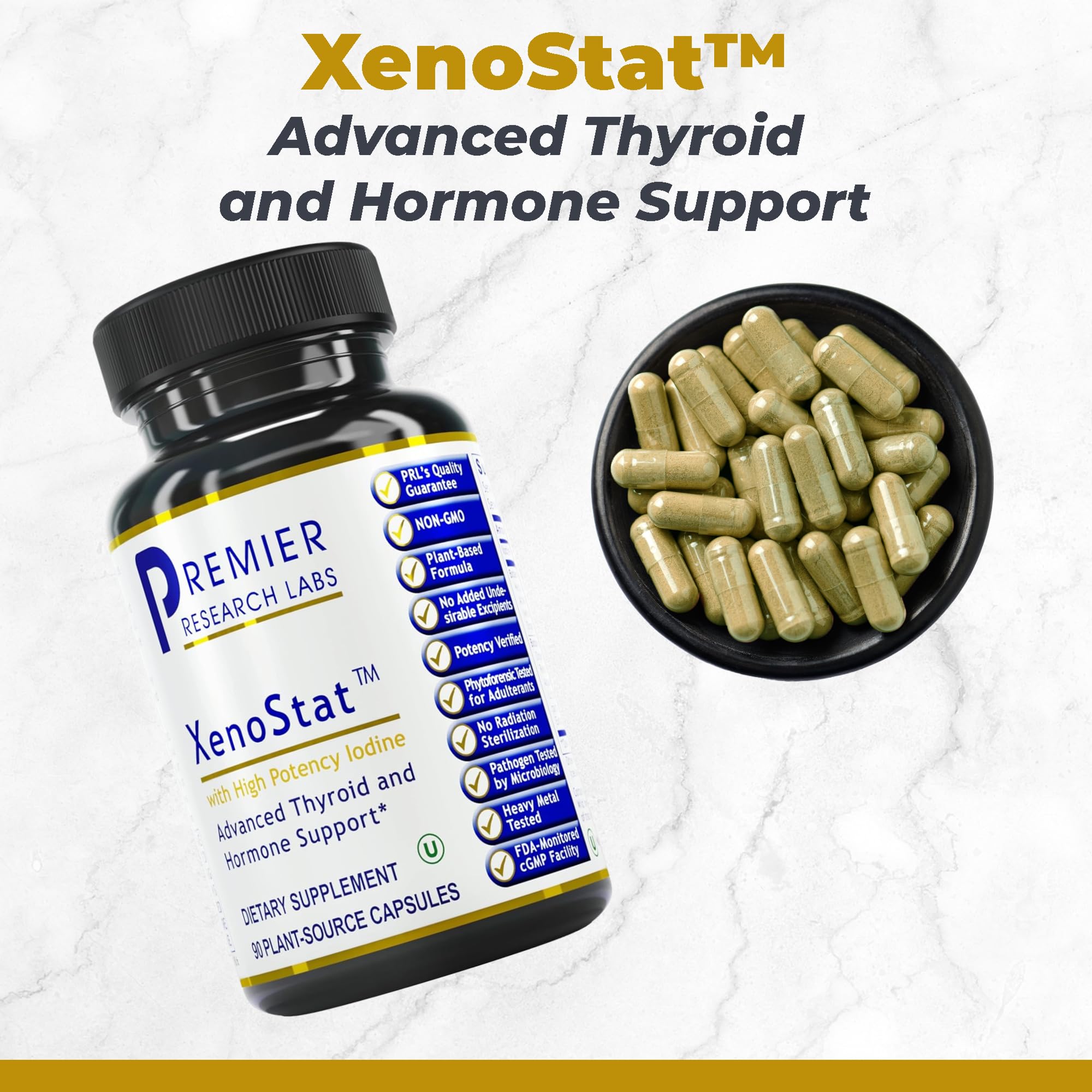 Premier Research Labs XenoStat - Thyroid Supplement, Thyroid Support for Women & Men, Iodine Supplement, Hormone Support, Thyroid Support Complex Supplement - 90 Capsules Premier Research LabsAu supplements