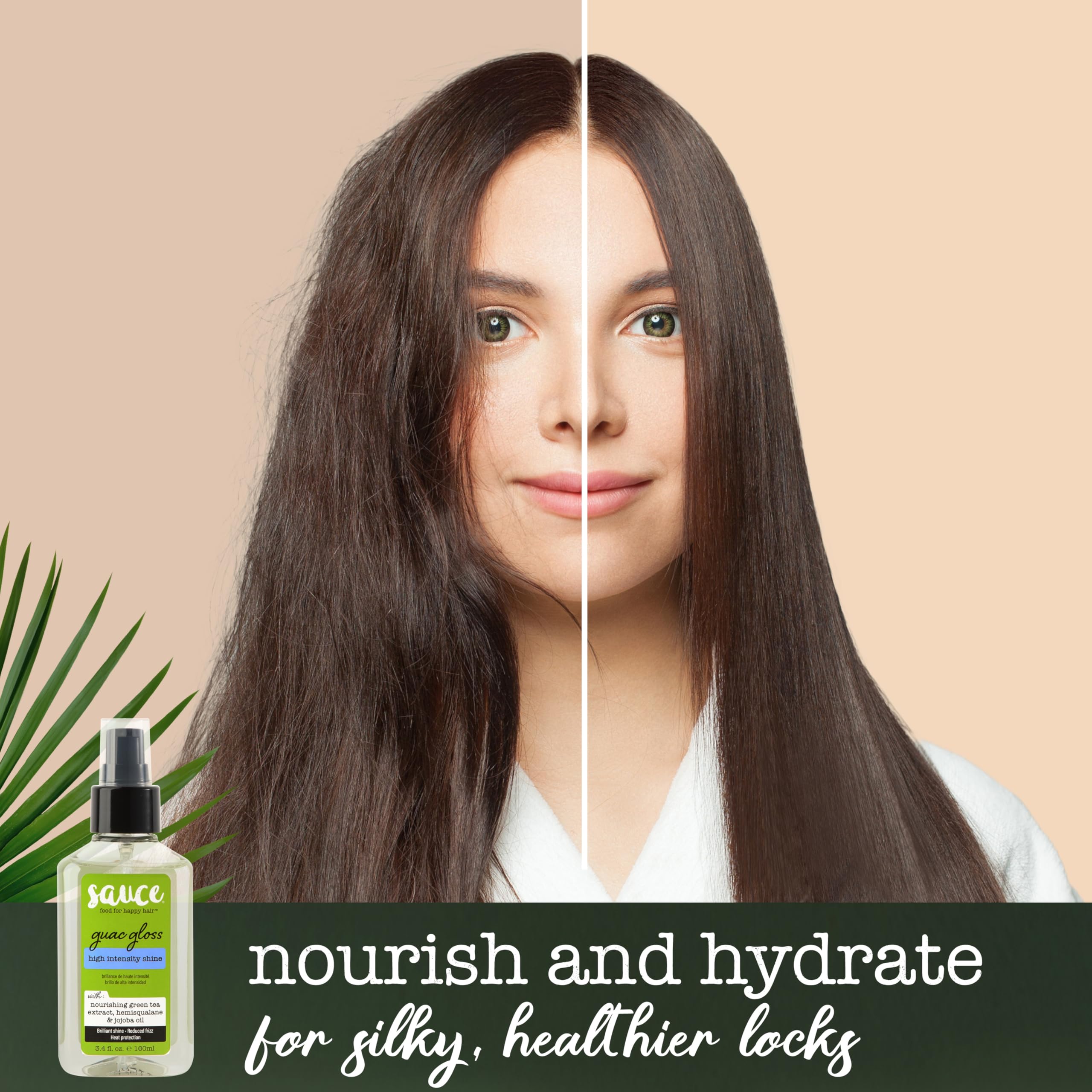 SAUCE BEAUTY Guac Hair Gloss, 3 Fl Oz High Intensity Shine, Jojoba Oil, Green Tea Extract & Squalane to Smooth, Boost Shine & Control Frizz for Sleeker, Softer, More Manageable Hair, Vegan Formula SAUCE BEAUTYAu supplements