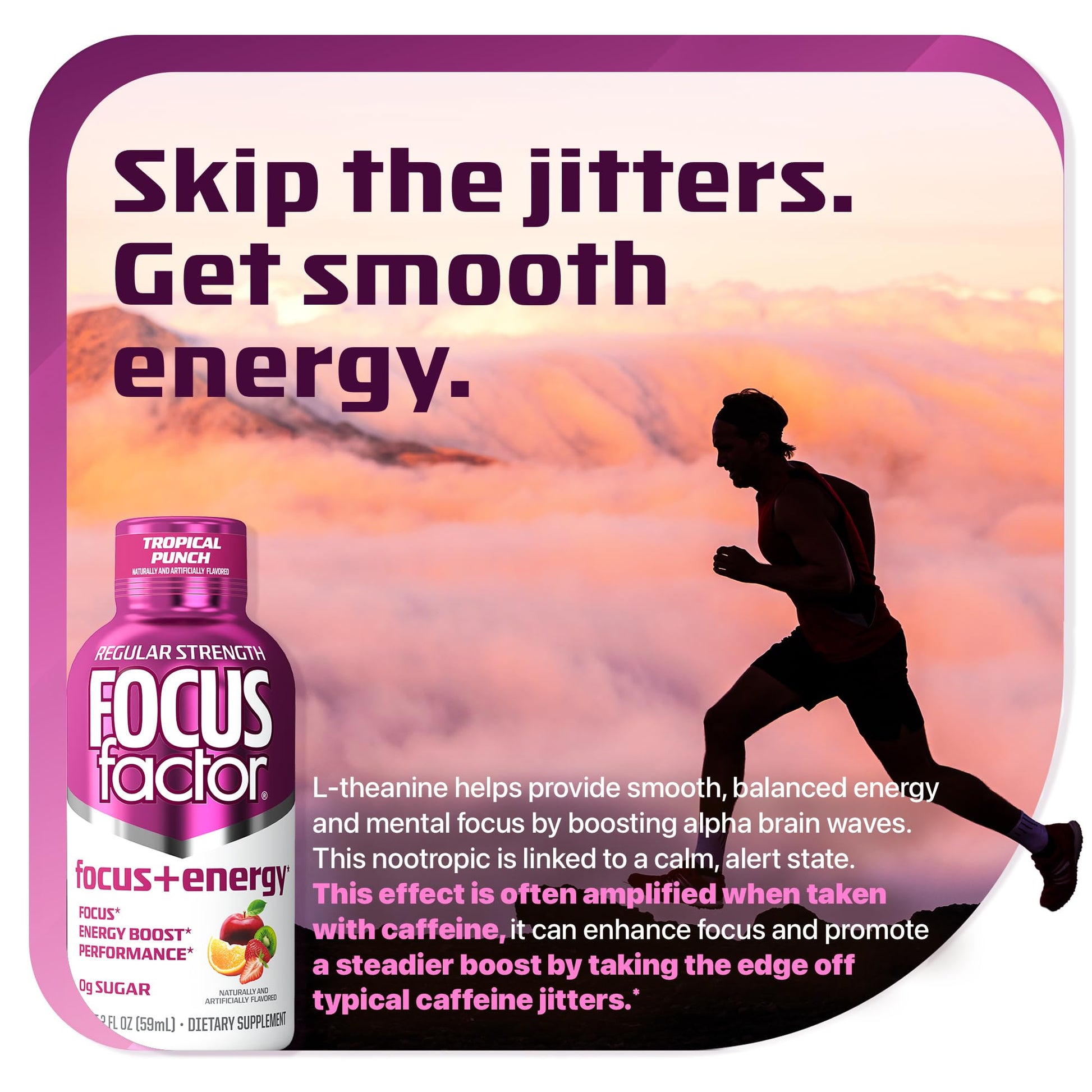 Focus Factor Focus + Energy Shots - 12 x 2oz Bottles (Tropical Punch Flavor) - Powered by Nootropics with Caffeine, L-Theanine, Ginkgo, Bacopa, L-Tyrosine, Alpha GPC Focus FactorAu supplements
